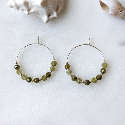 Green Garnet Hoops