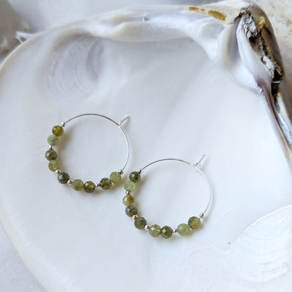 Green Garnet Hoops