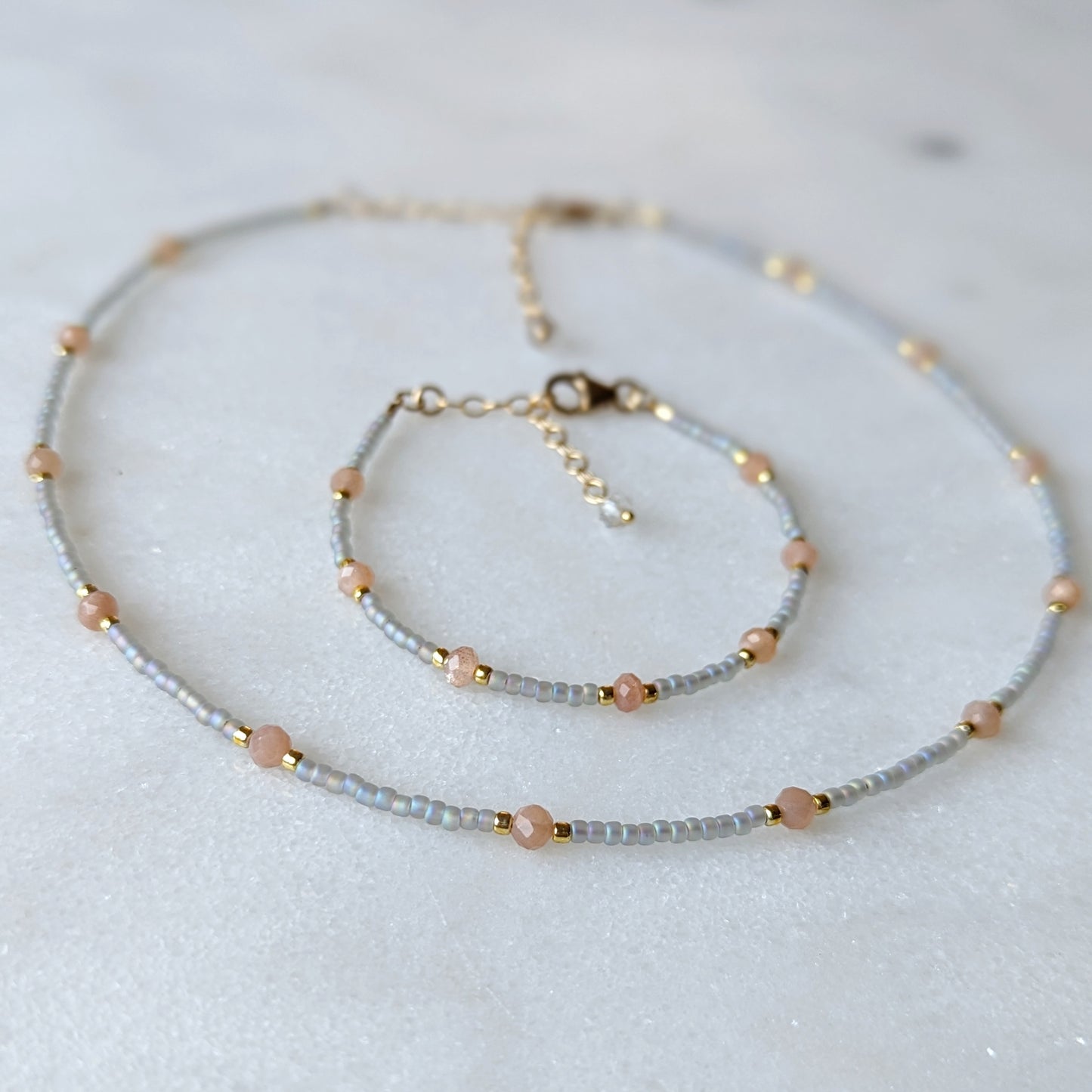 Peach Moonstone Coral Reef Necklace
