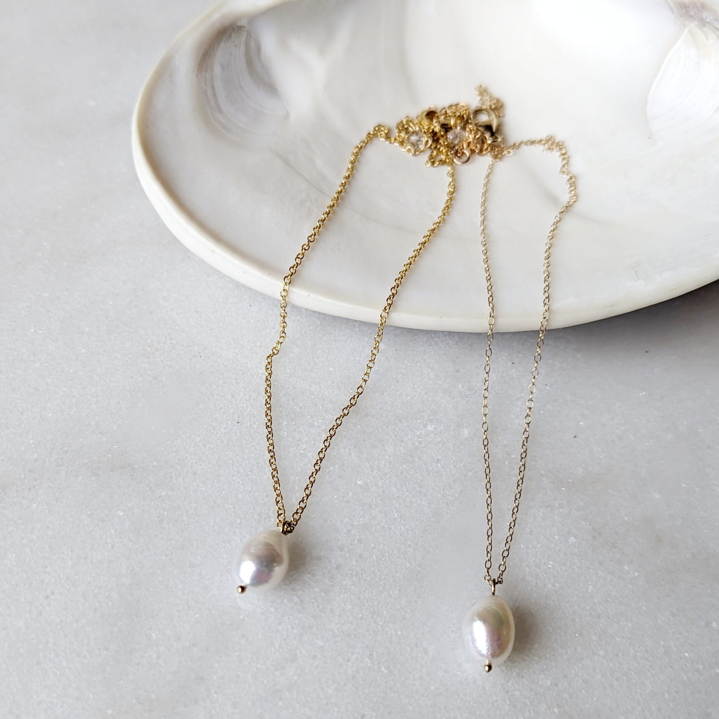 Freshwater Pearl Minimalist Drop Necklace