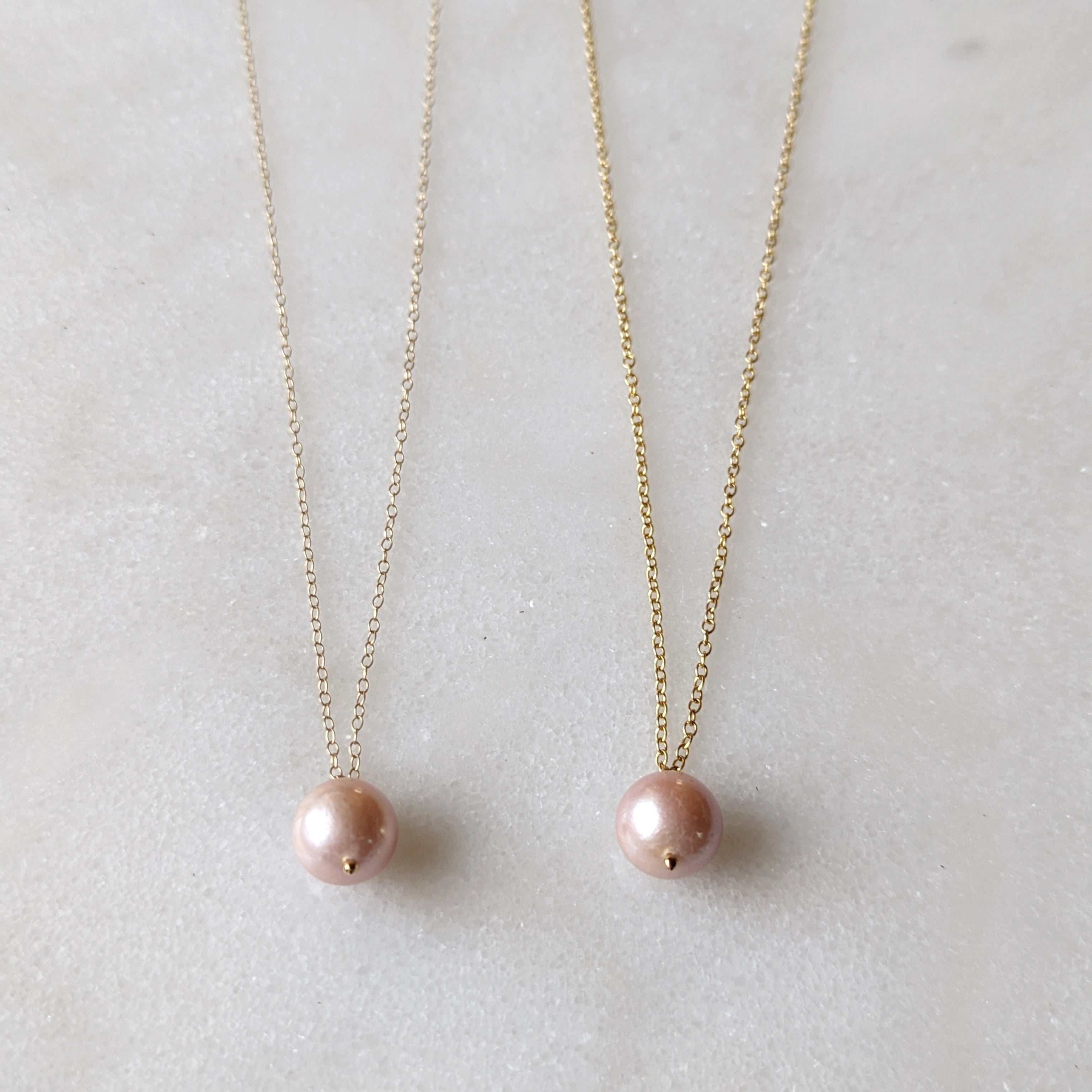 Freshwater Mauve Pink Edison Pearl Minimalist Drop Necklace