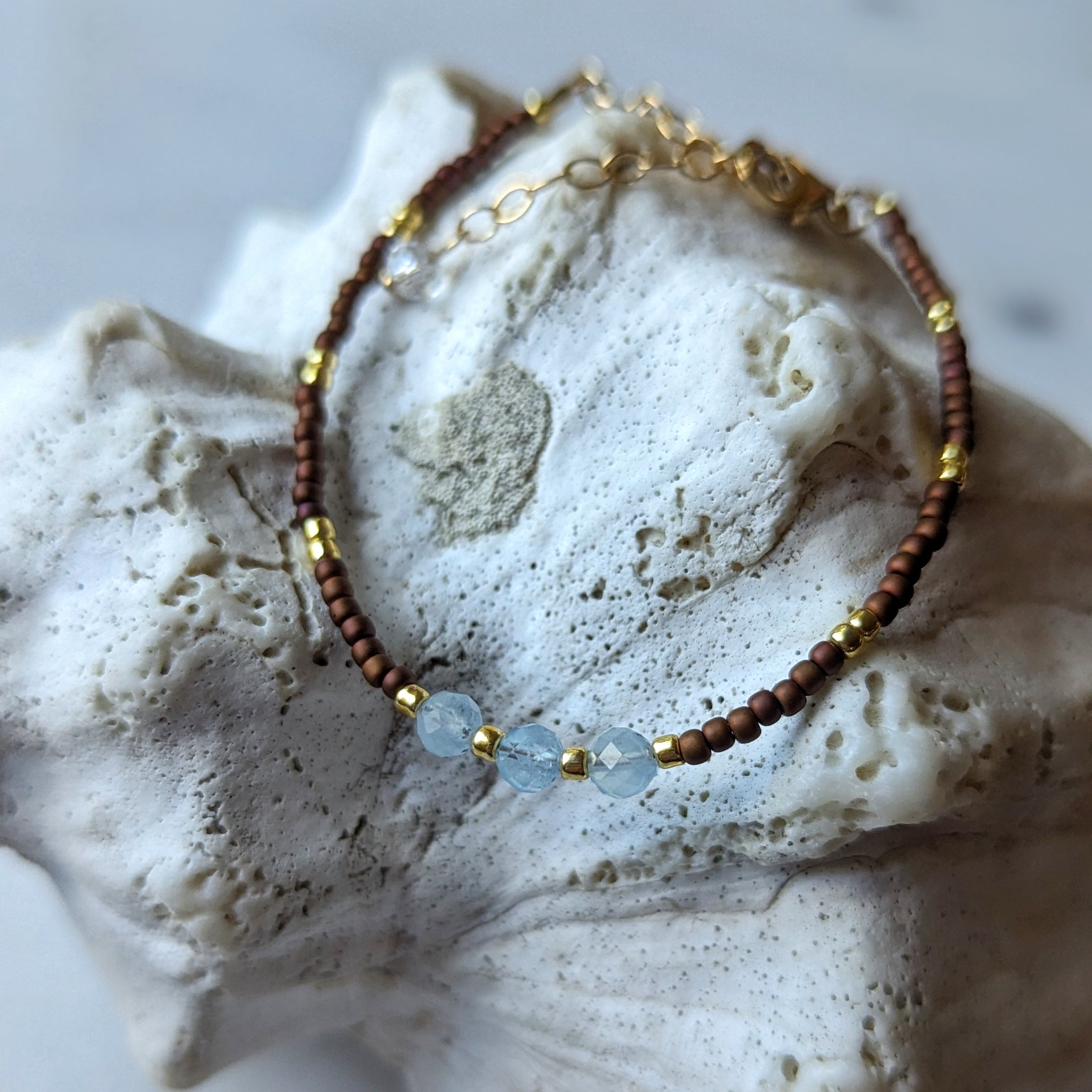 Aquamarine Calming Waters Triple Stone Bracelet