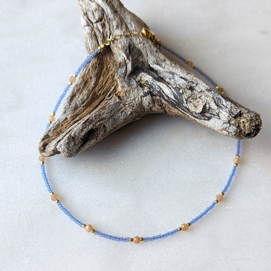 Peach Moonstone Pacific Blue Necklace