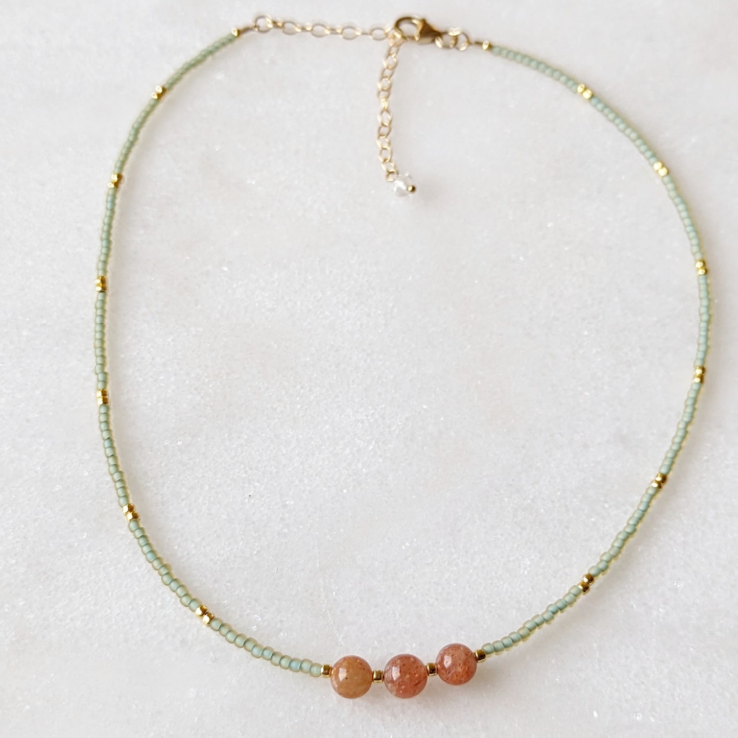 Oregon Sunstone Sea Foam Coral Necklace