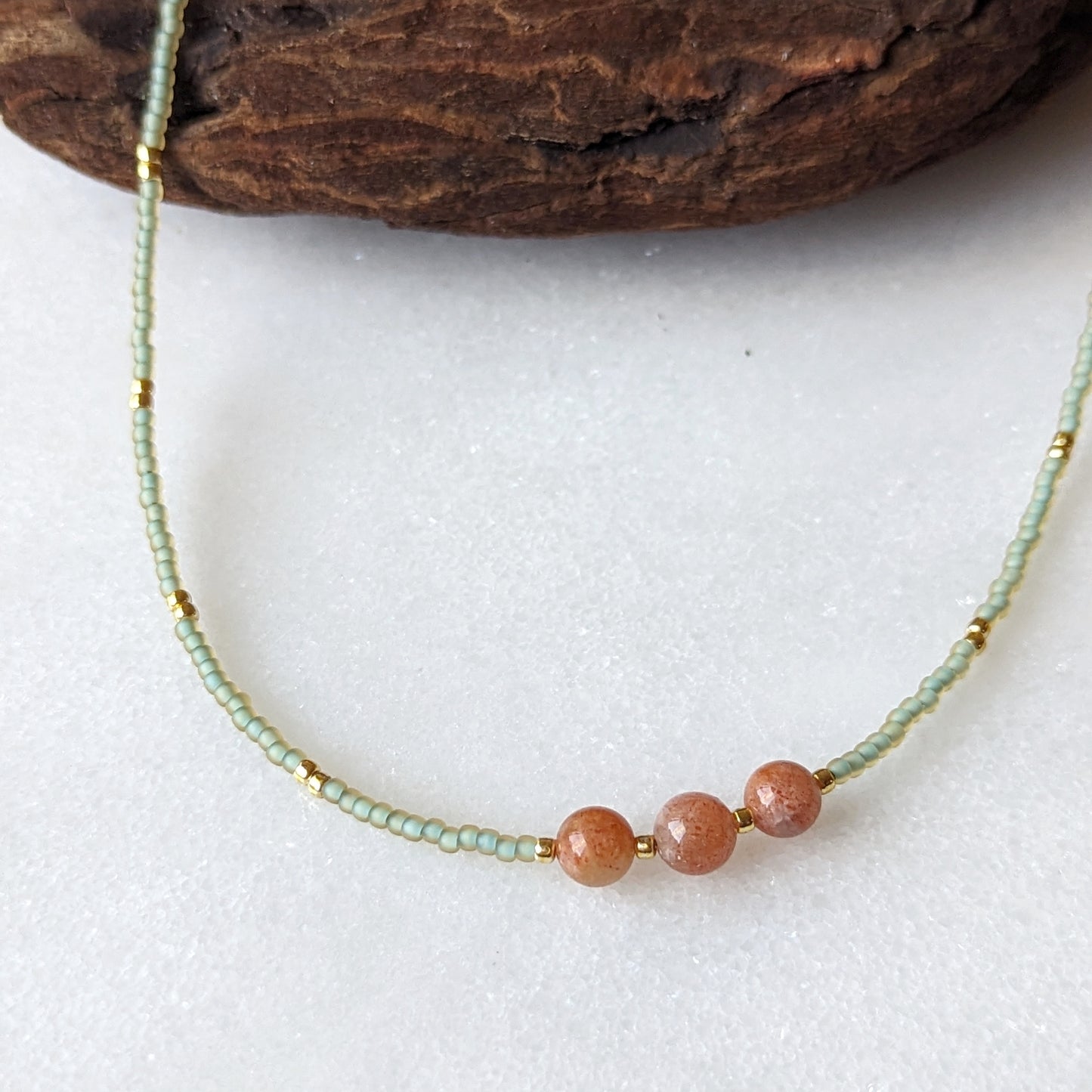 Oregon Sunstone Sea Foam Coral Necklace