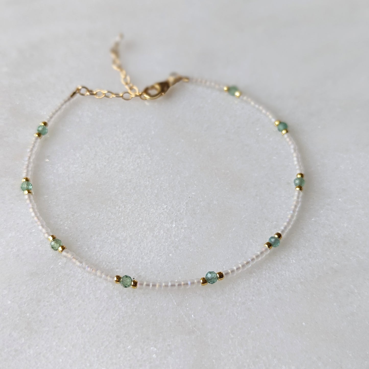 Aqua Green Apatite Seaside Ankle Bracelet