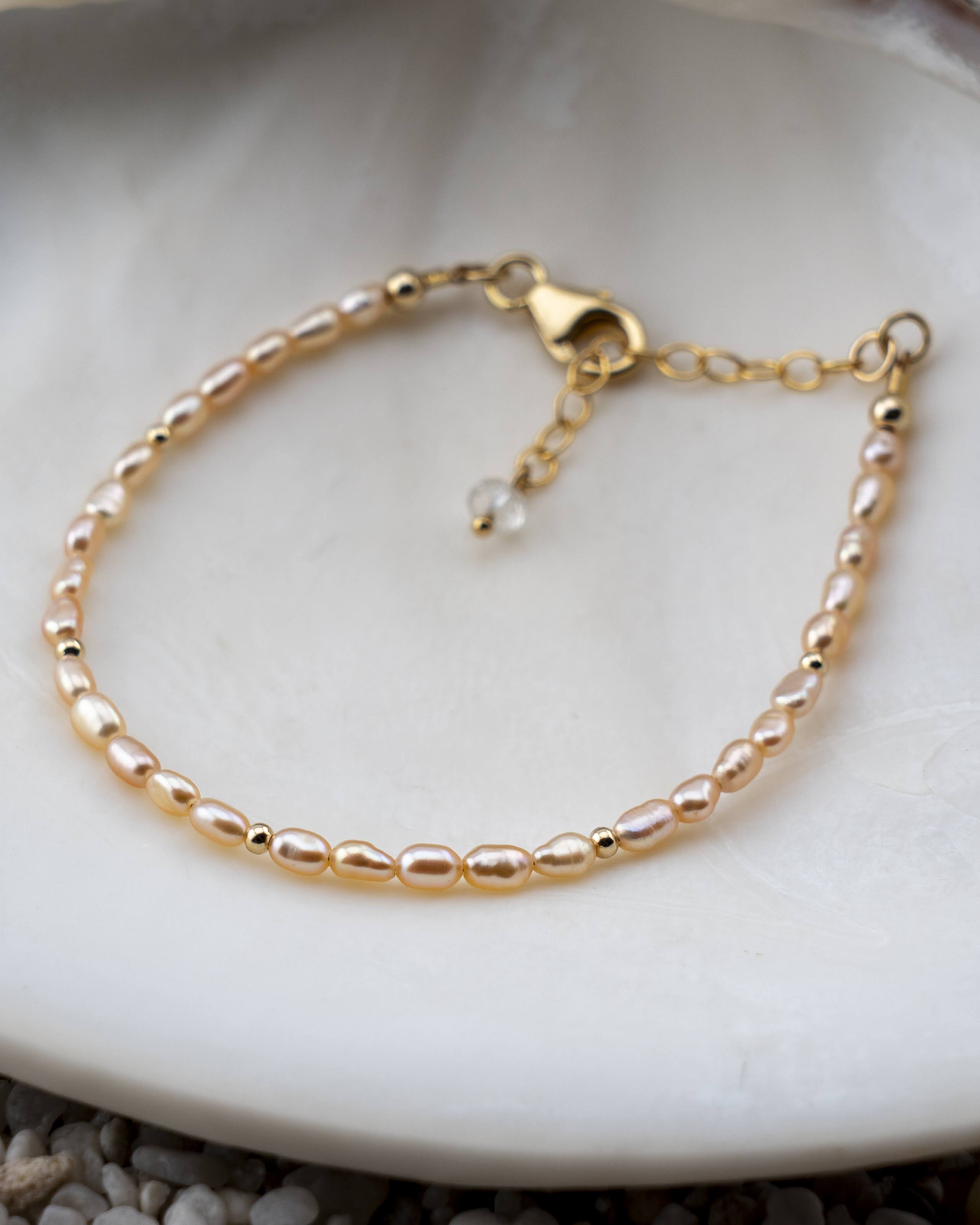Golden Shores Peach Freshwater Pearl Bracelet
