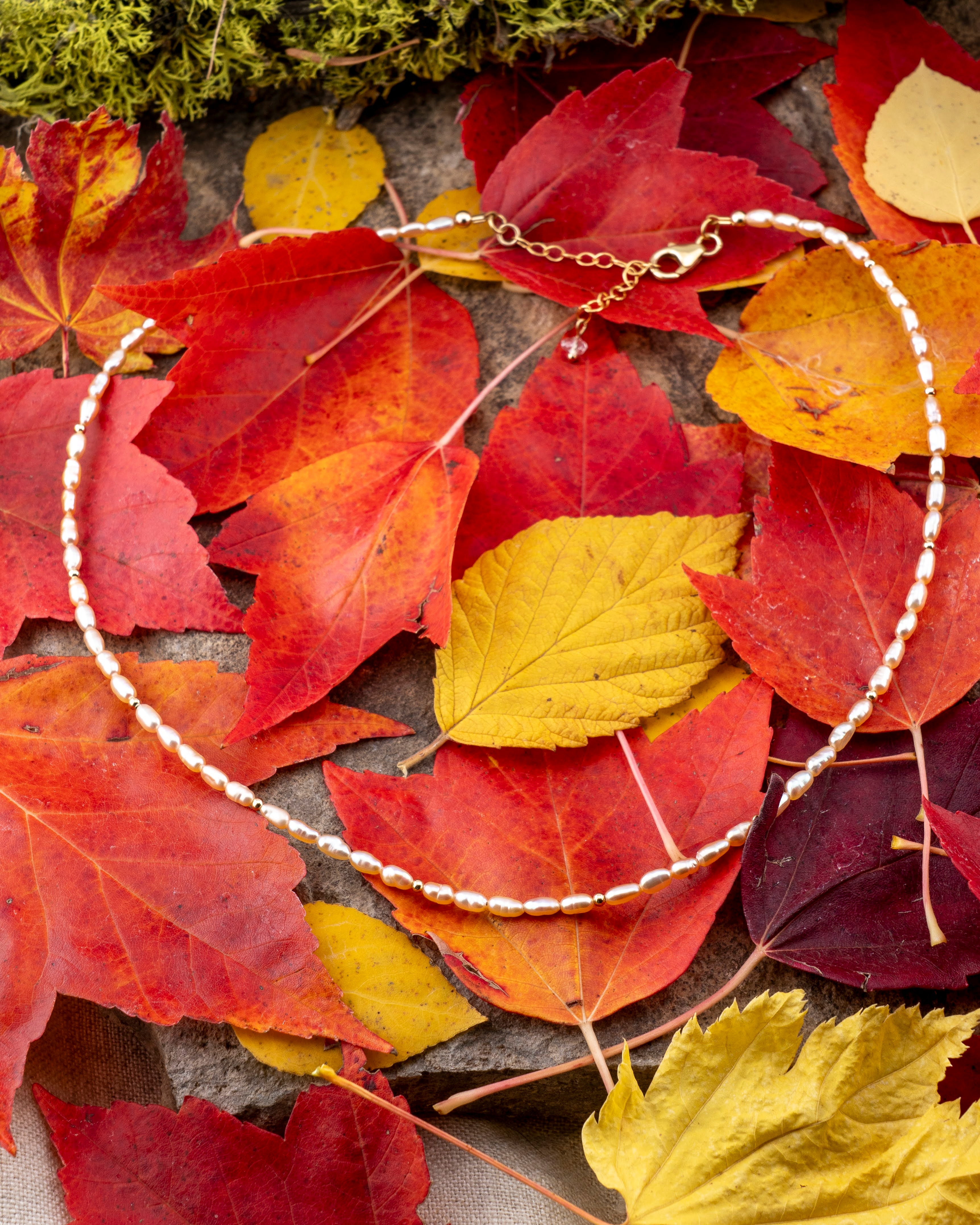 Golden Shores Peach Freshwater Rice Pearl Necklace