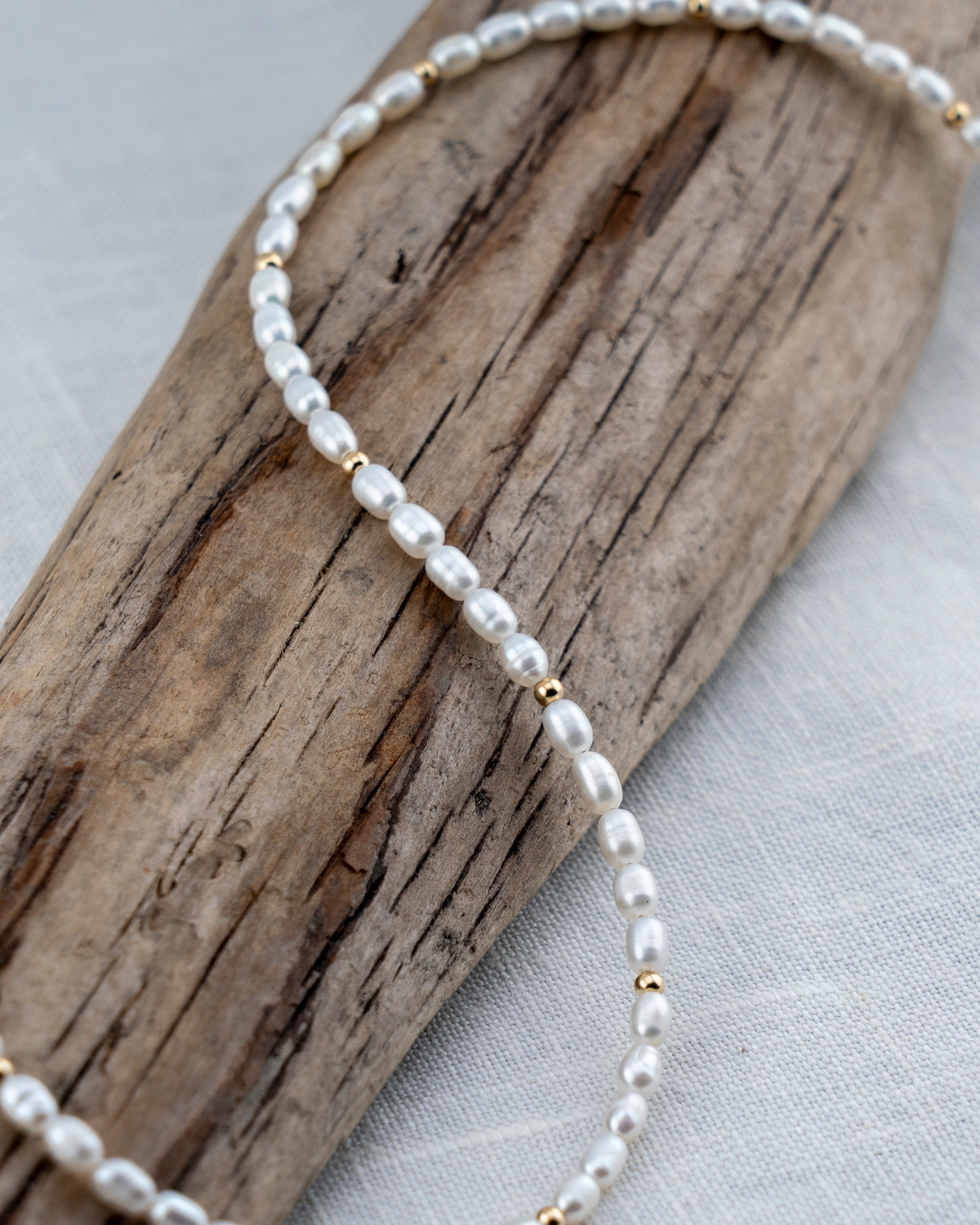 Morning Tide Freshwater Rice Pearl Necklace