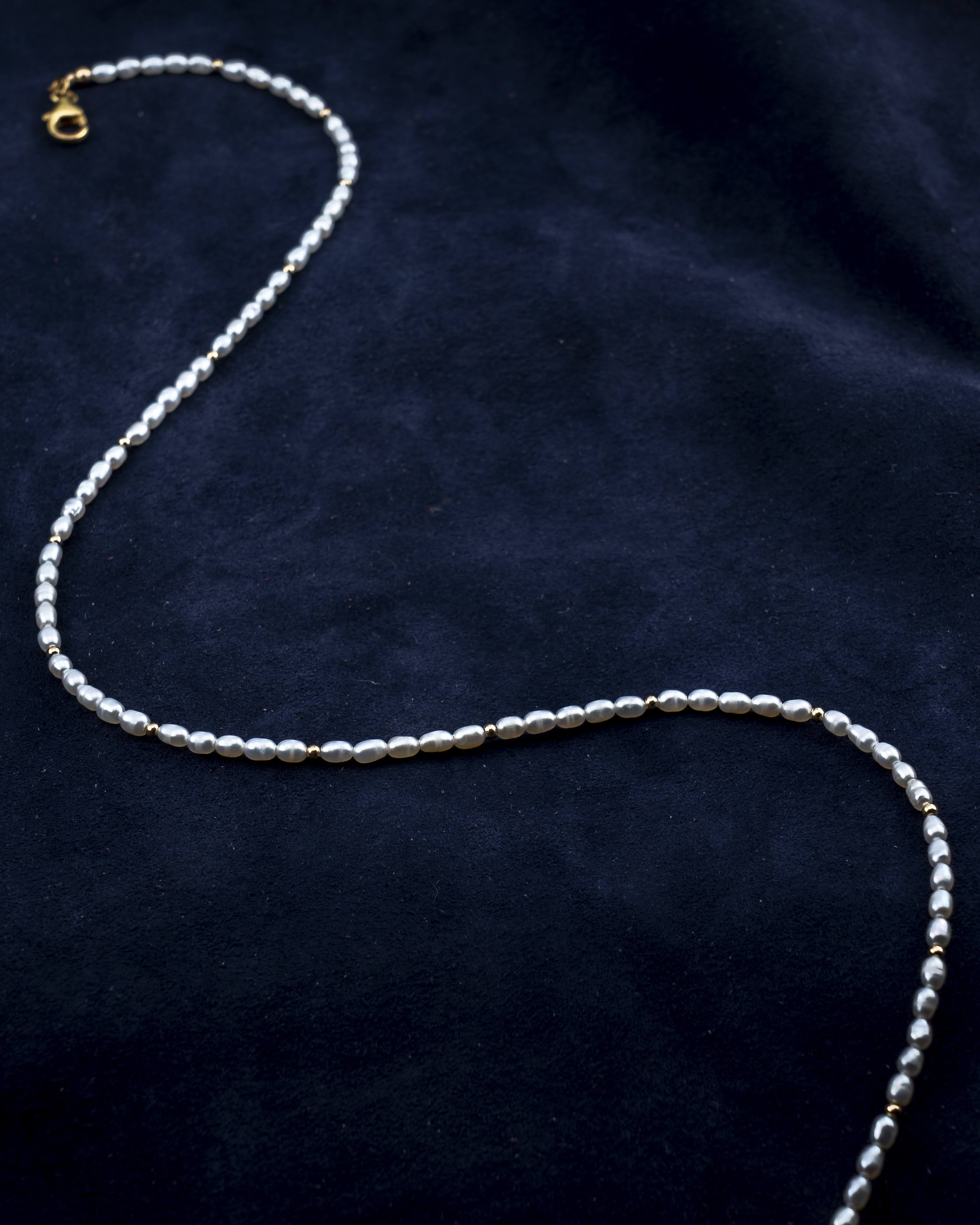 Morning Tide Freshwater Rice Pearl Necklace