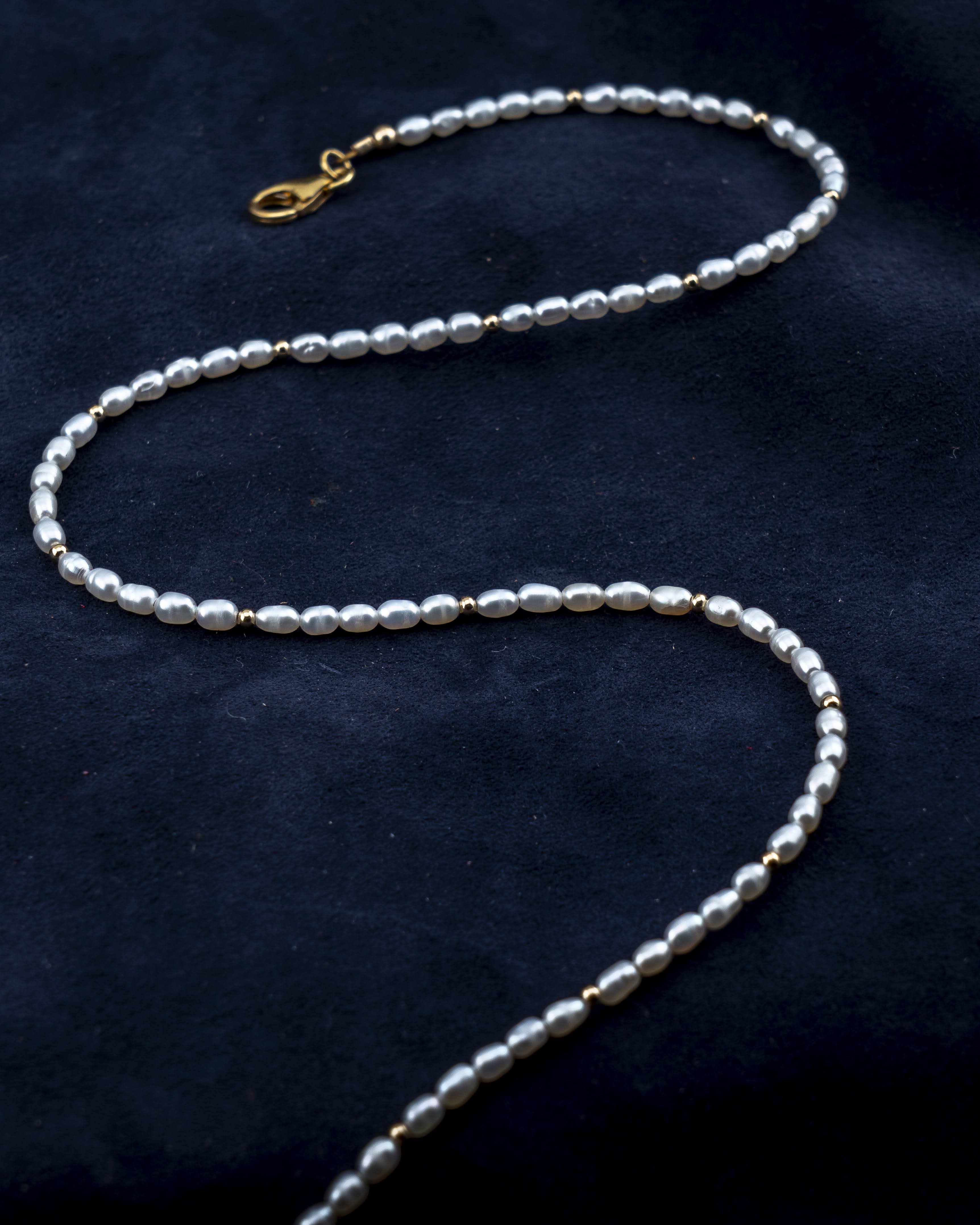Morning Tide Freshwater Rice Pearl Necklace