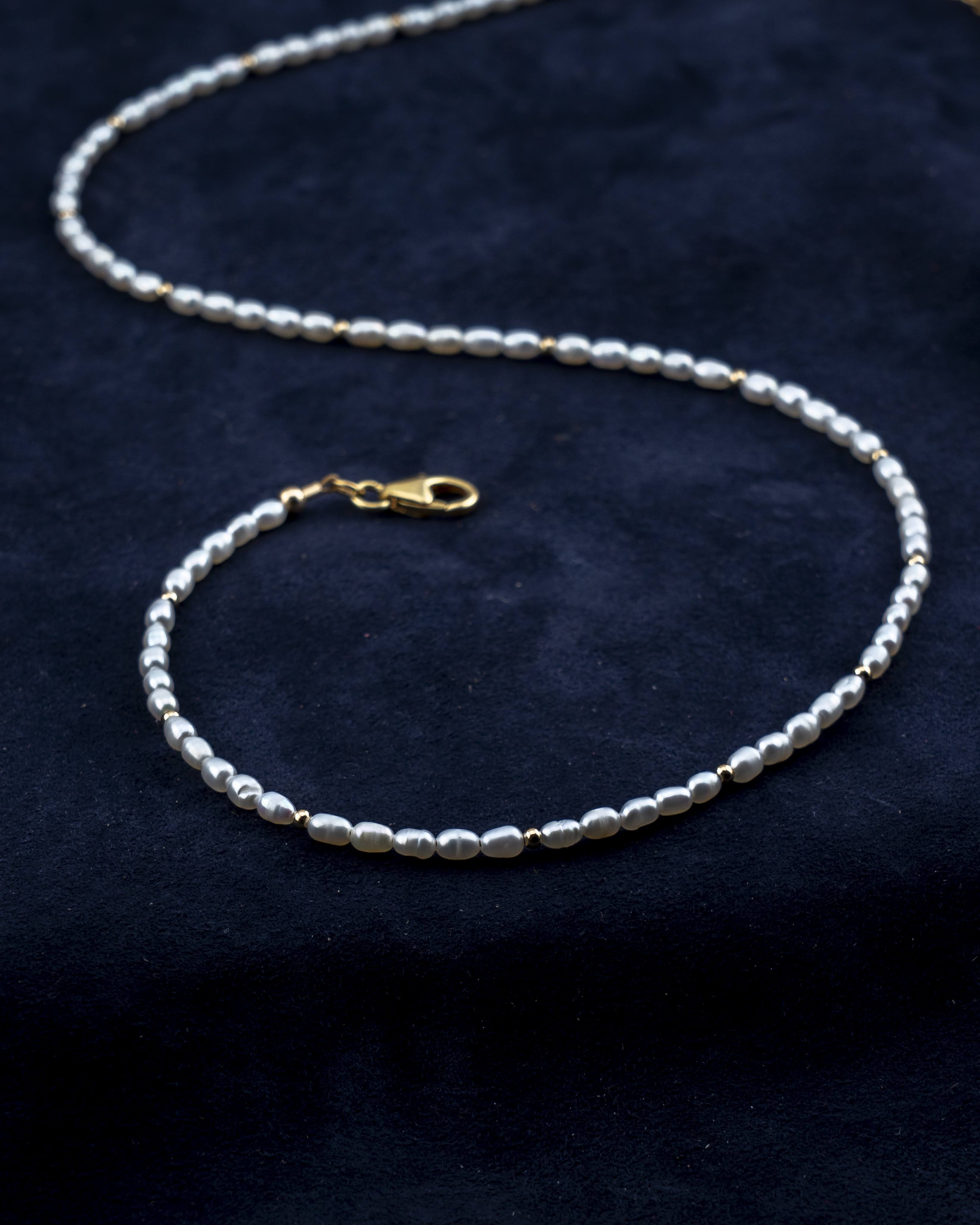 Morning Tide Freshwater Rice Pearl Necklace
