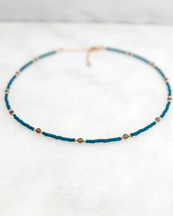 Smoky Quartz Teal Grounding Necklace