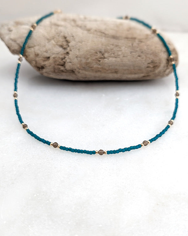 Smoky Quartz Teal Grounding Necklace