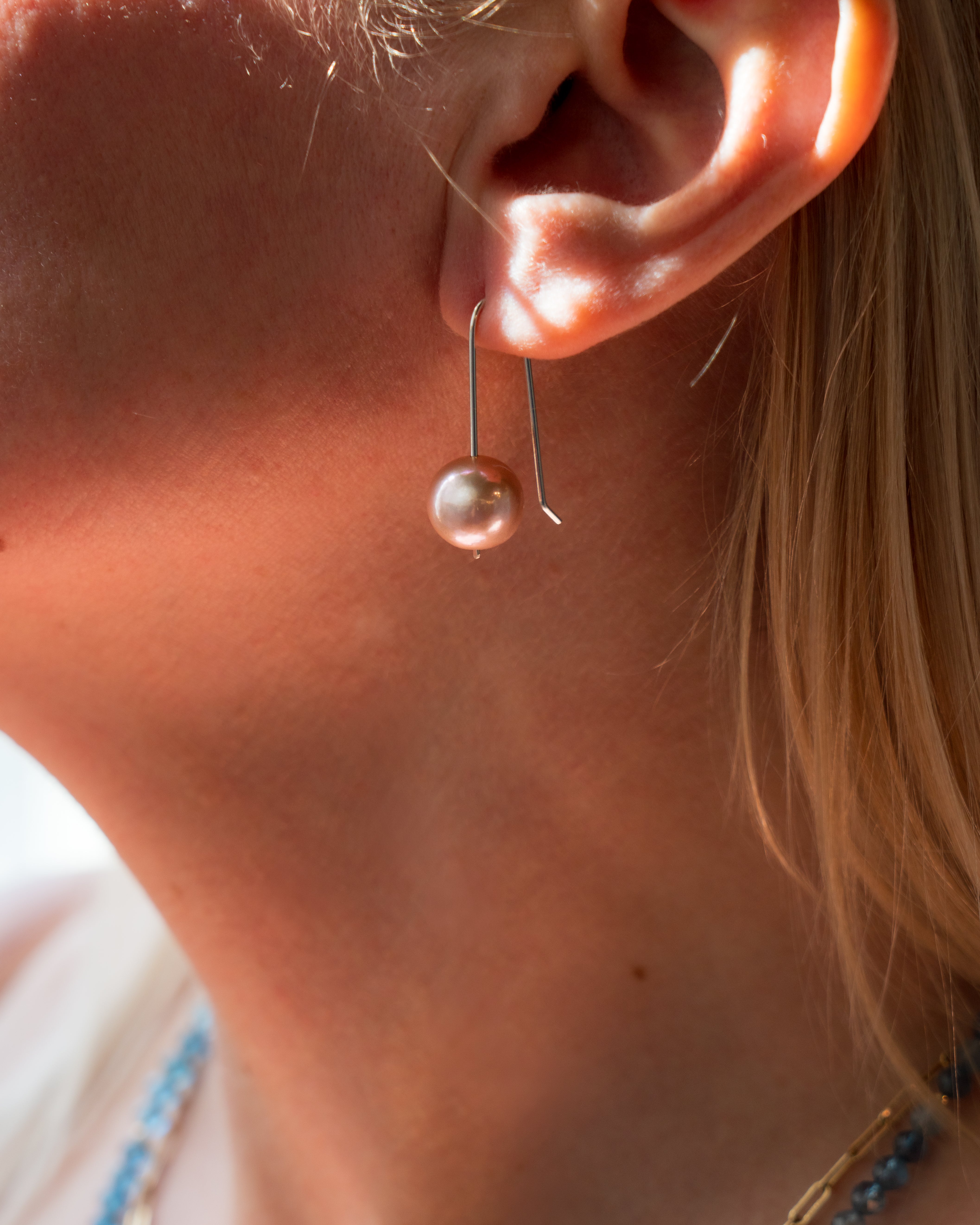 Rose Dusk Pink Edison Pearl Earrings