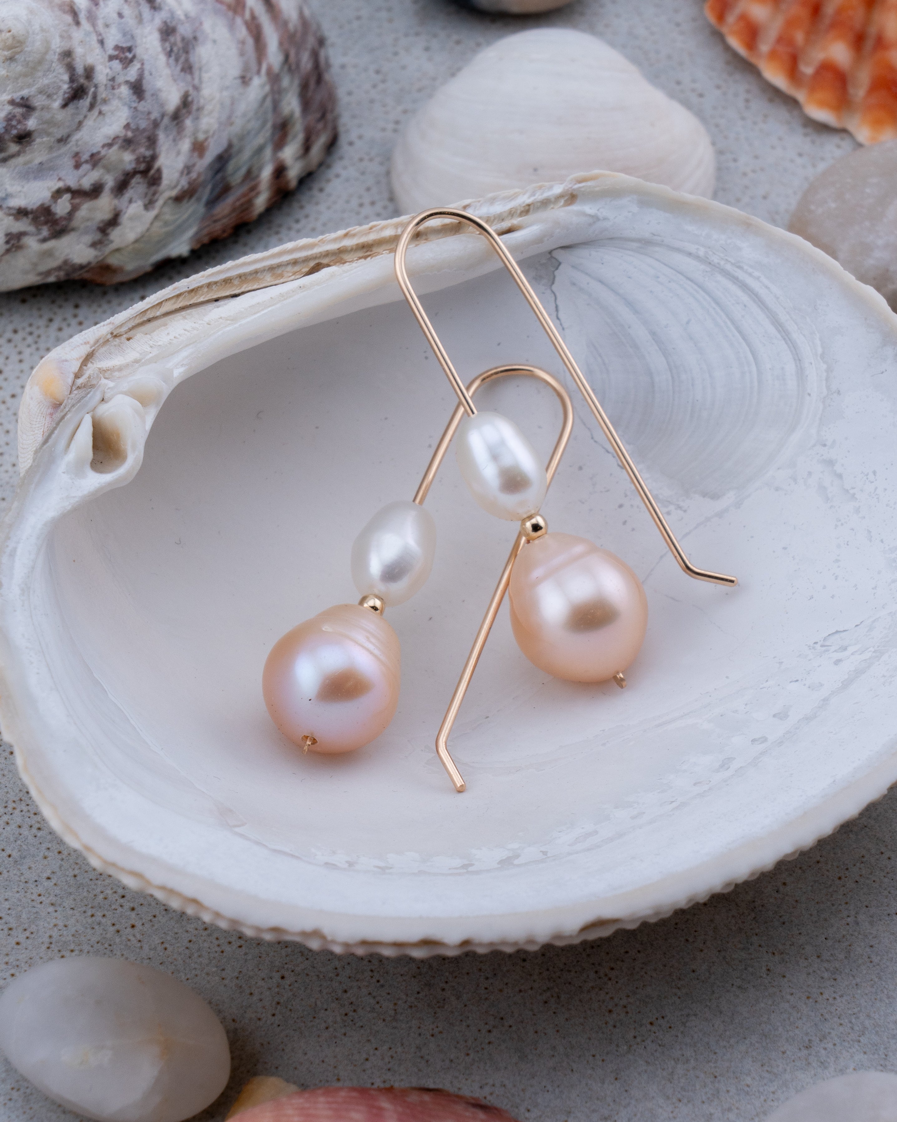 Peach Cove Pearl Earrings