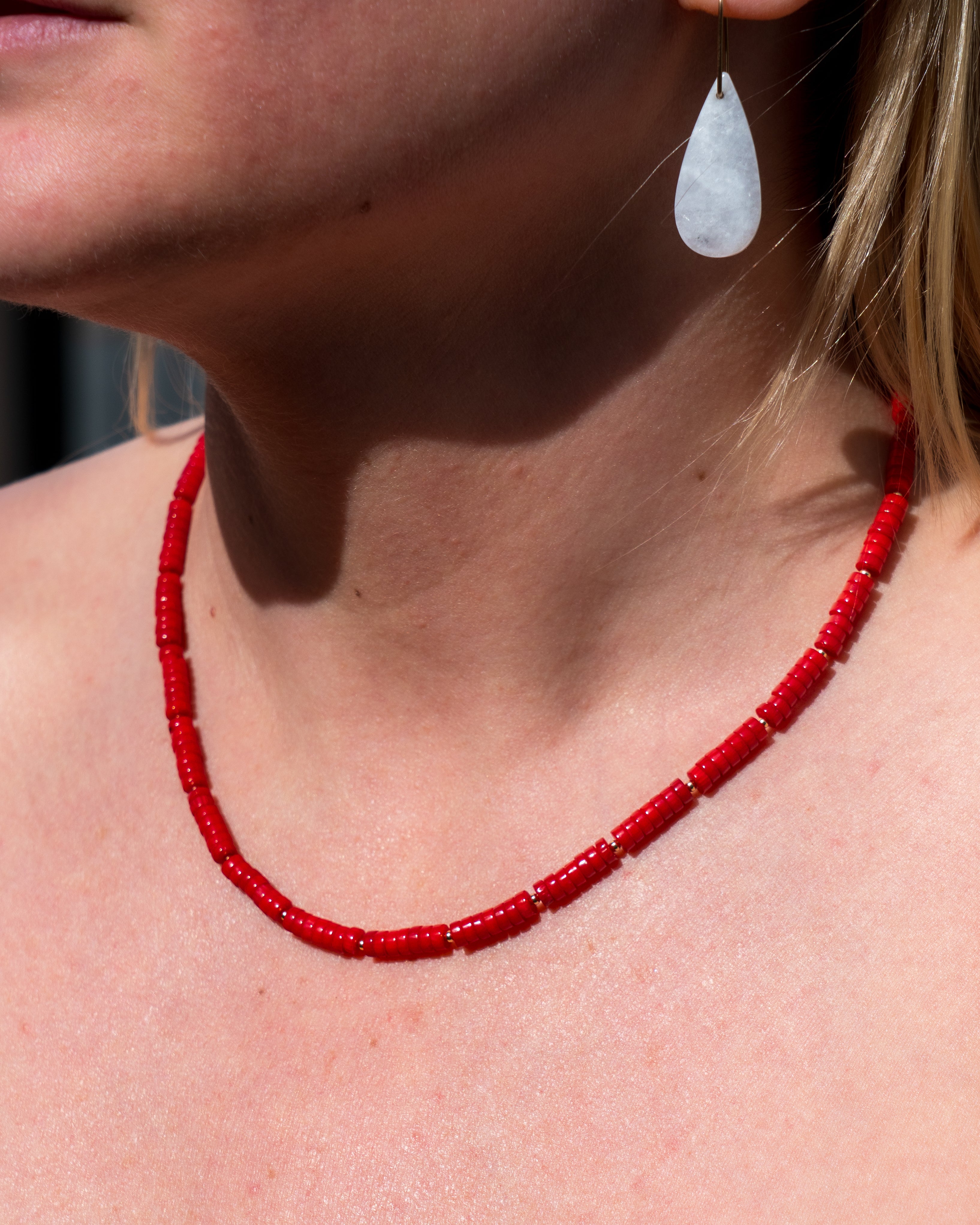 Vermillion Shores Red Coral Necklace