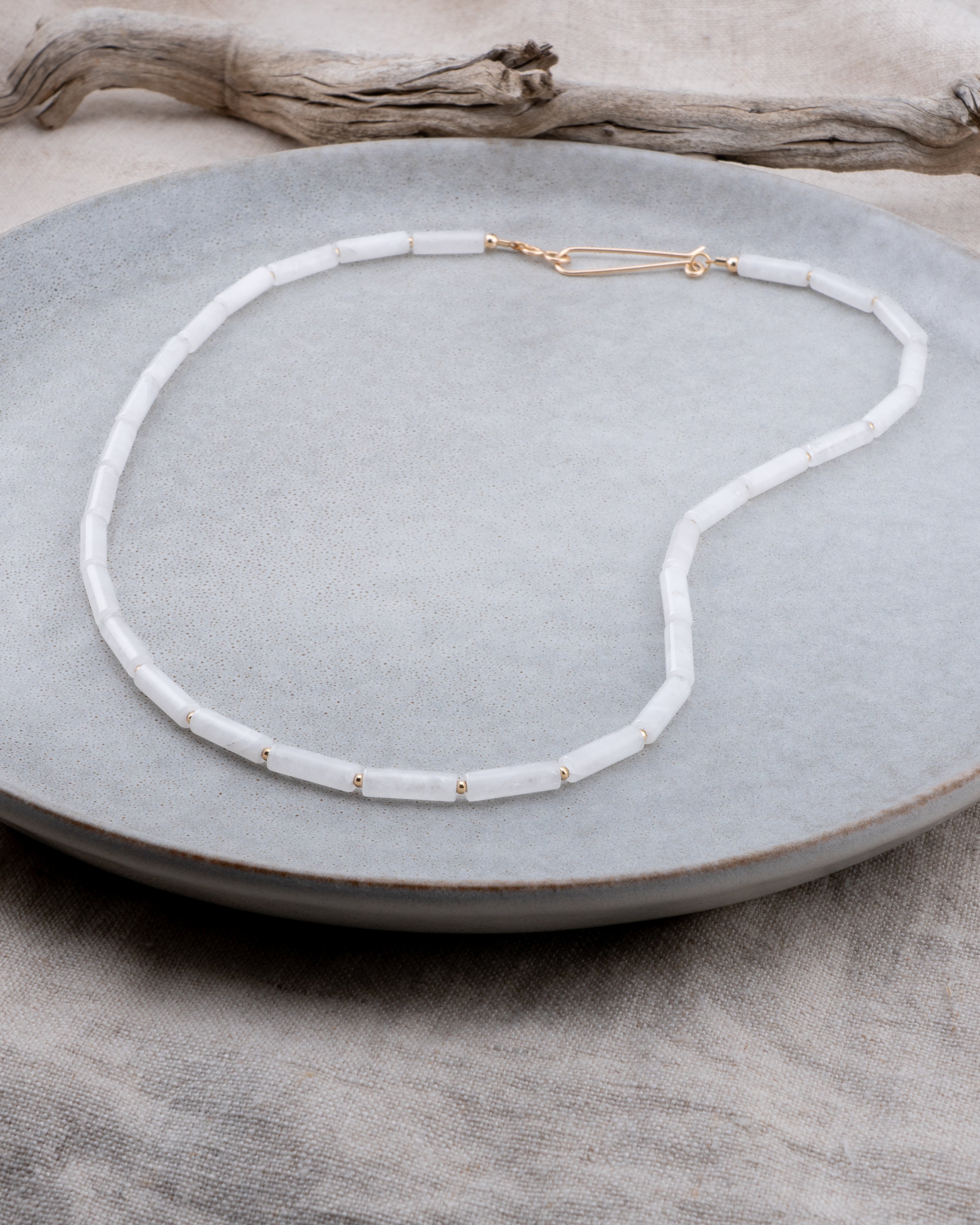 Coastal Mist White Jade Necklace