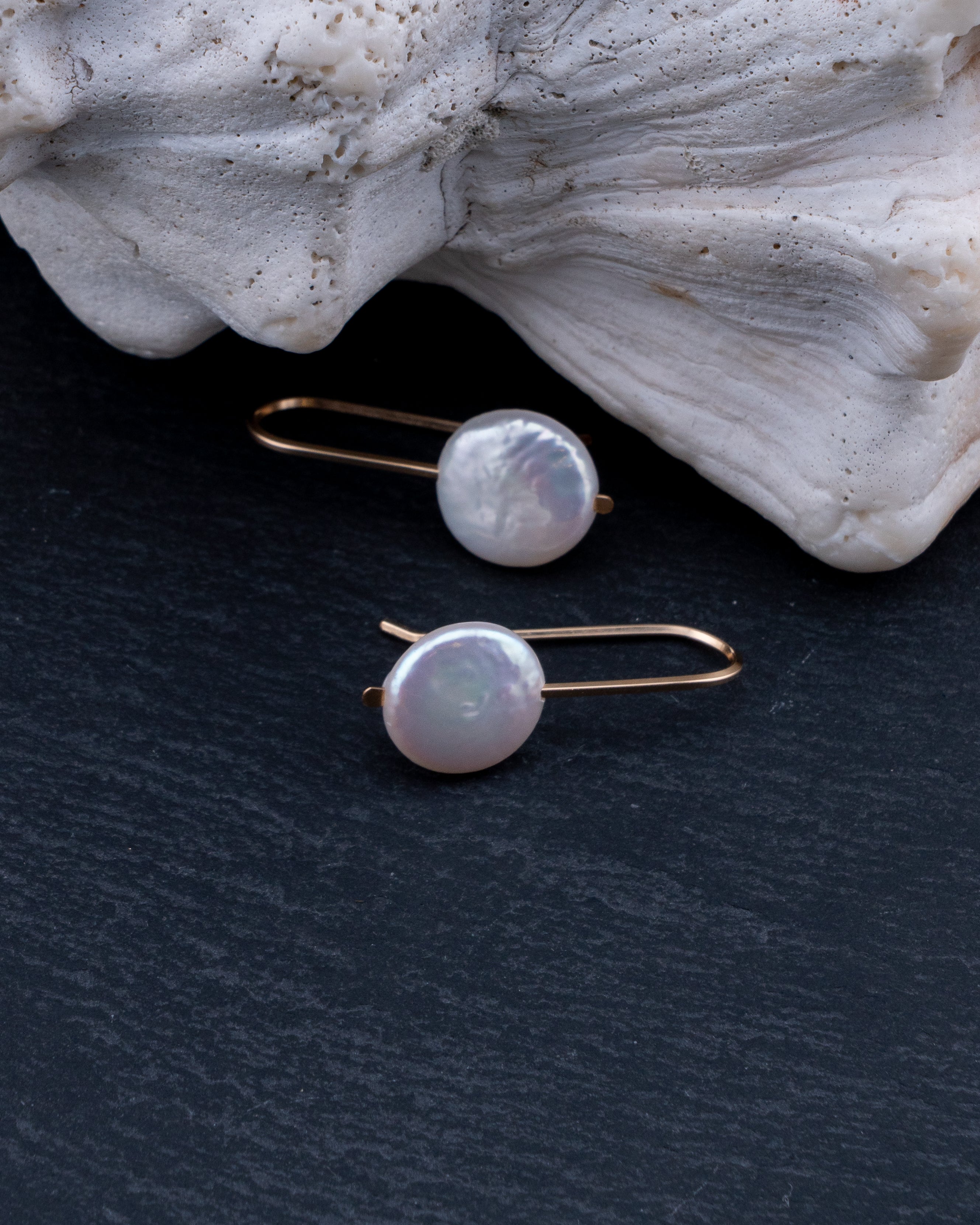 Lunar Glow Coin Pearl Earrings