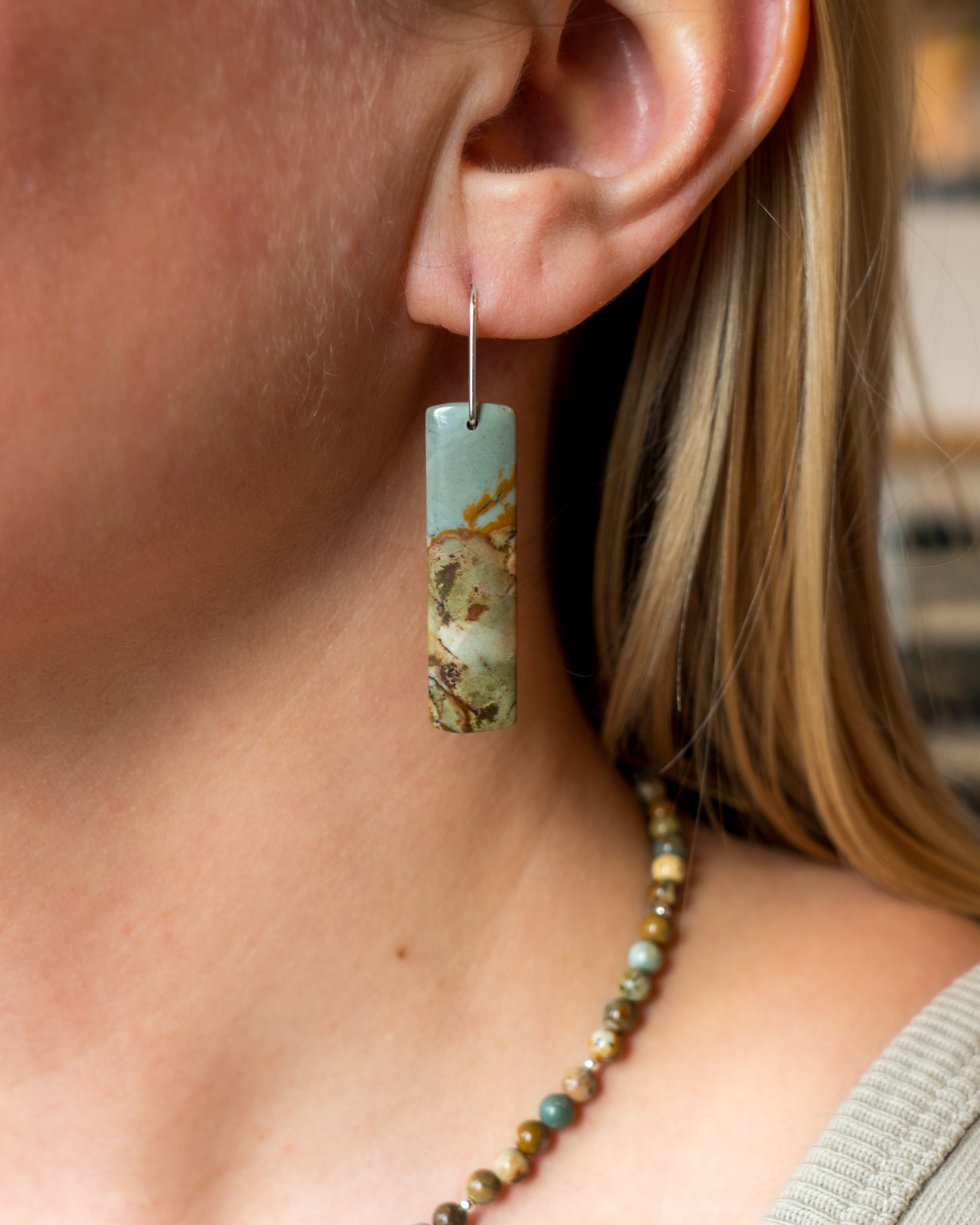 Owyhee Picture Jasper Blue Dangles