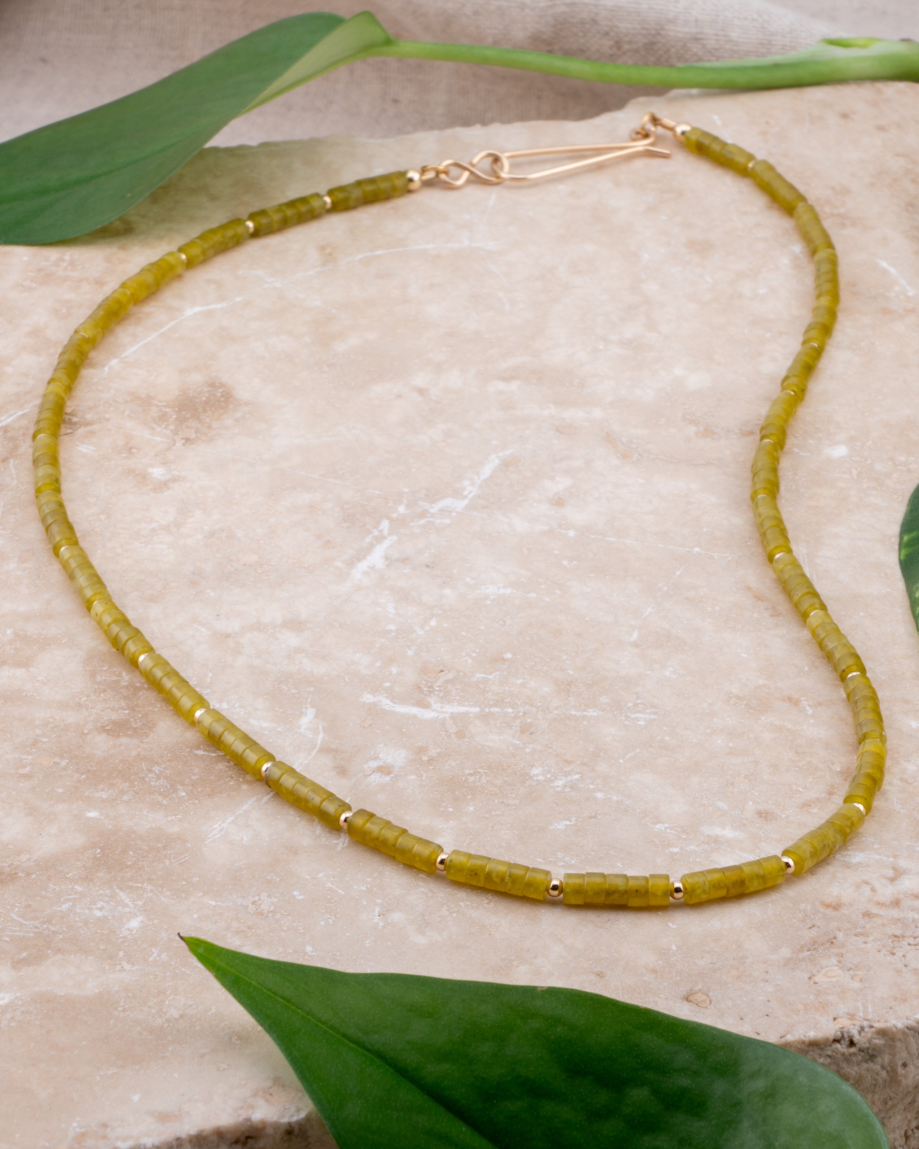 Moss Forest Olive Jade Necklace