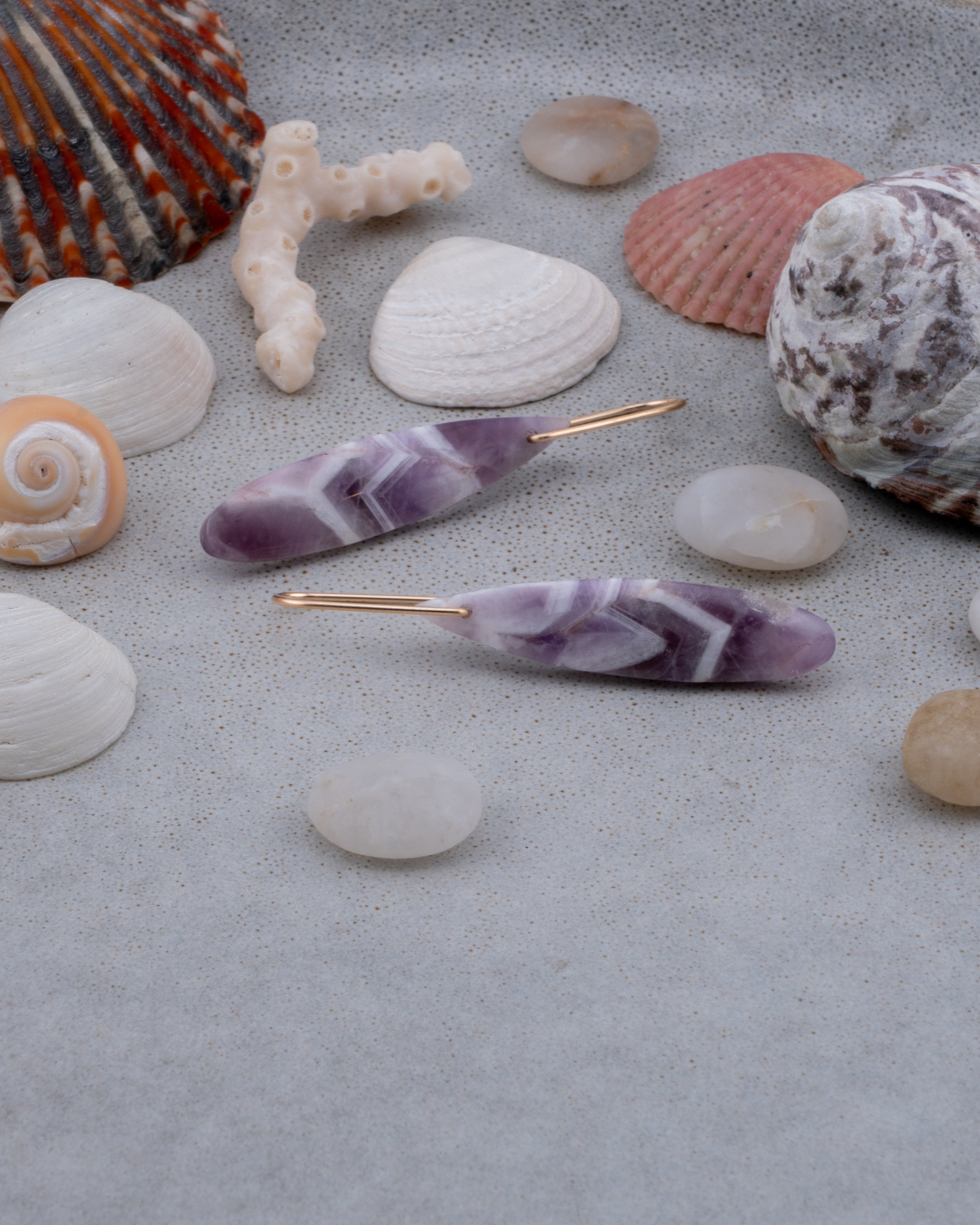 Chevron Amethyst Teardrop Dangles