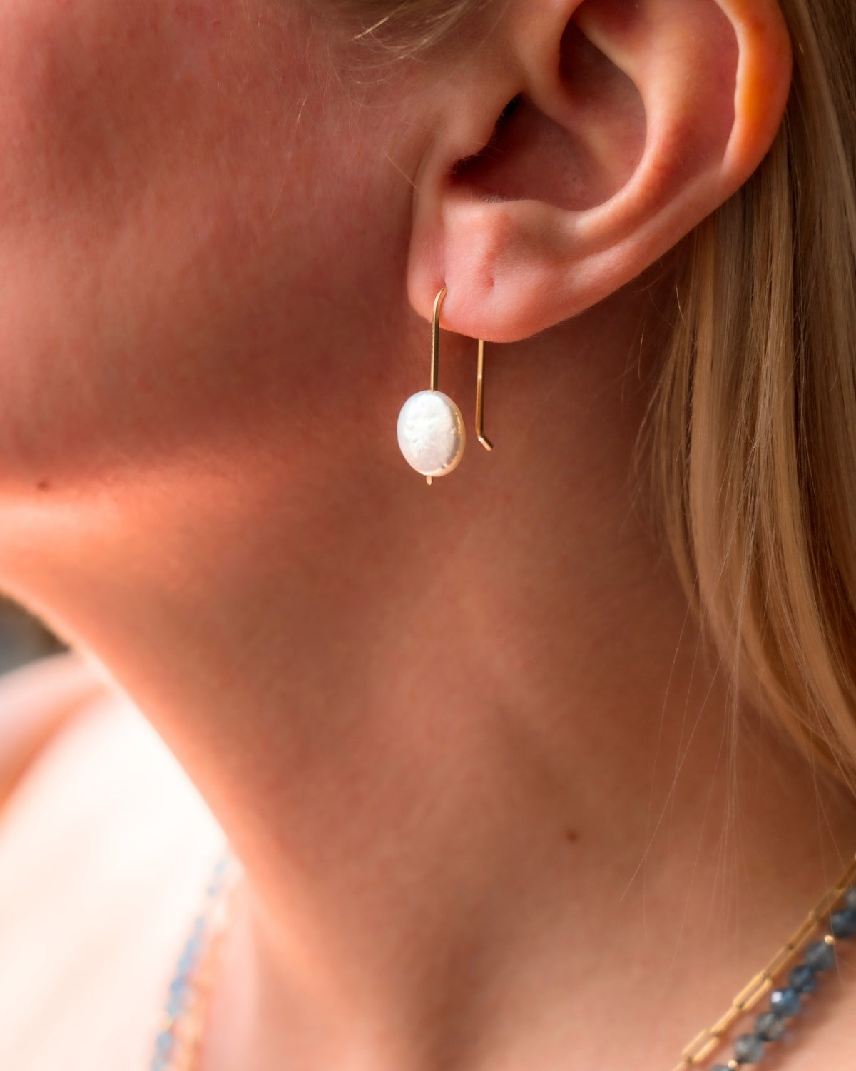 Lunar Glow Coin Pearl Earrings