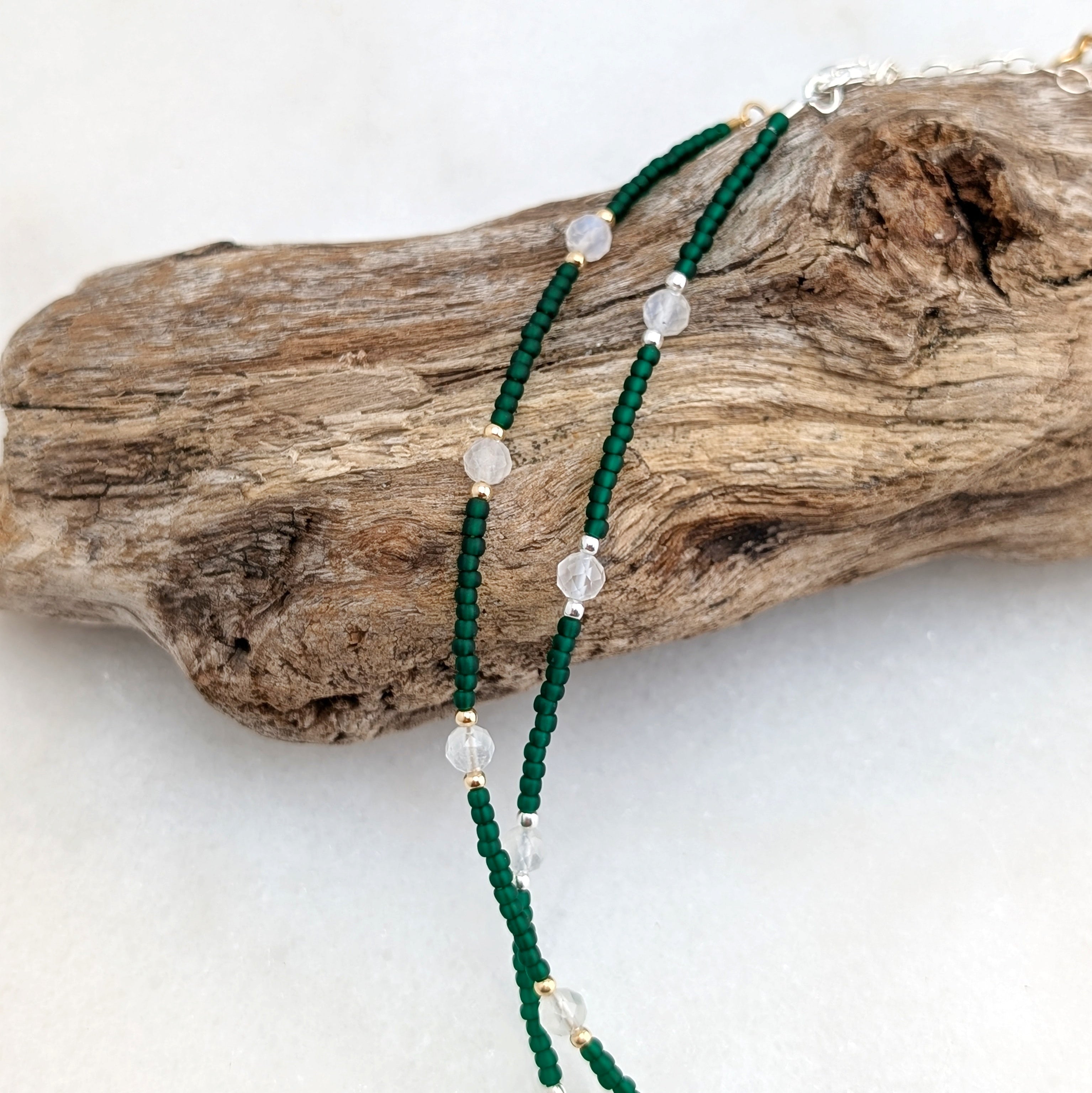 Moonstone Rich Emerald Necklace