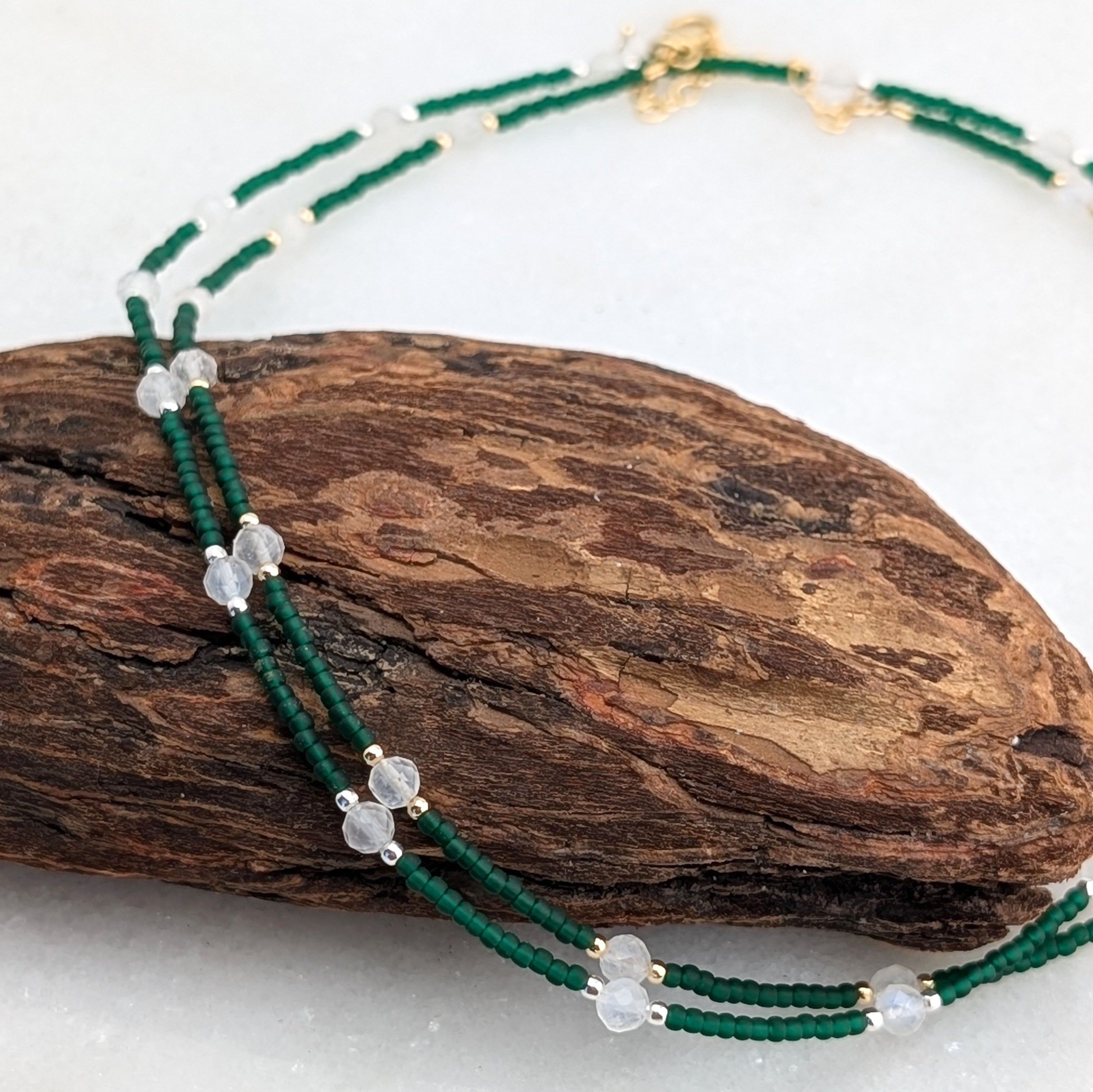 Moonstone Rich Emerald Necklace