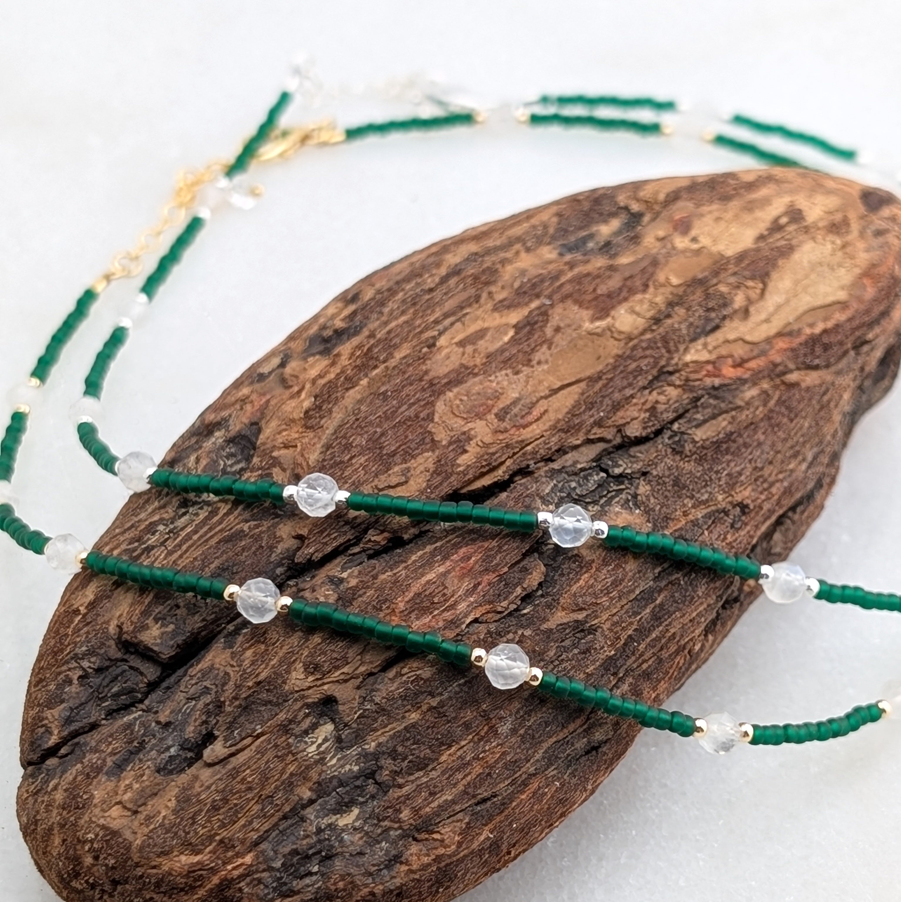 Moonstone Rich Emerald Necklace