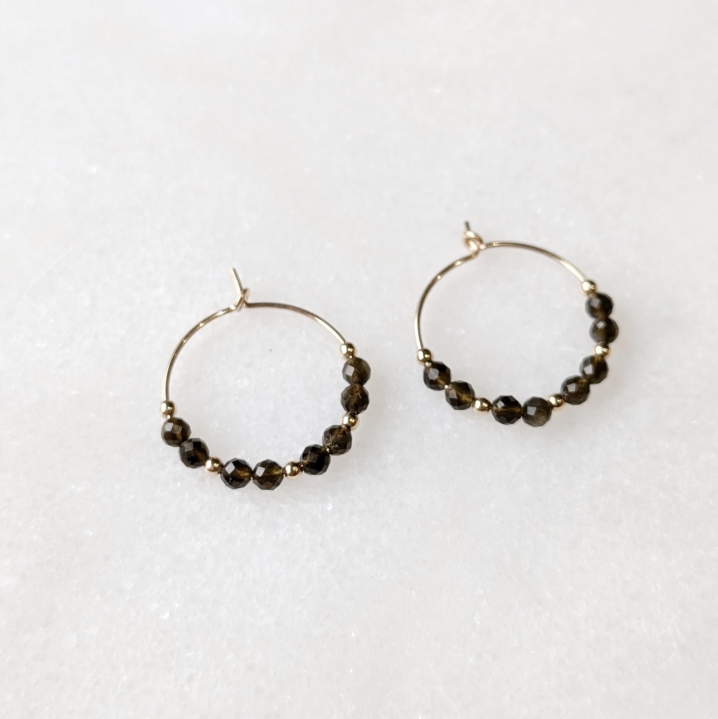 Golden Obsidian Mini Hoops