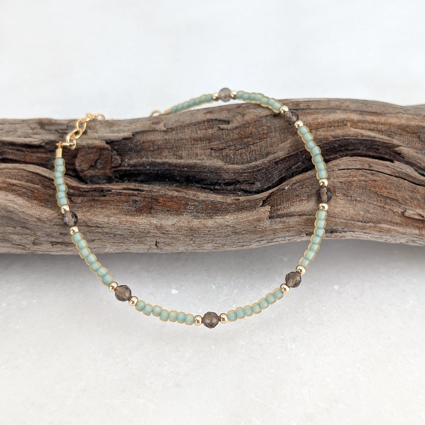 Smoky Quartz Grounding Sea Foam Bracelet