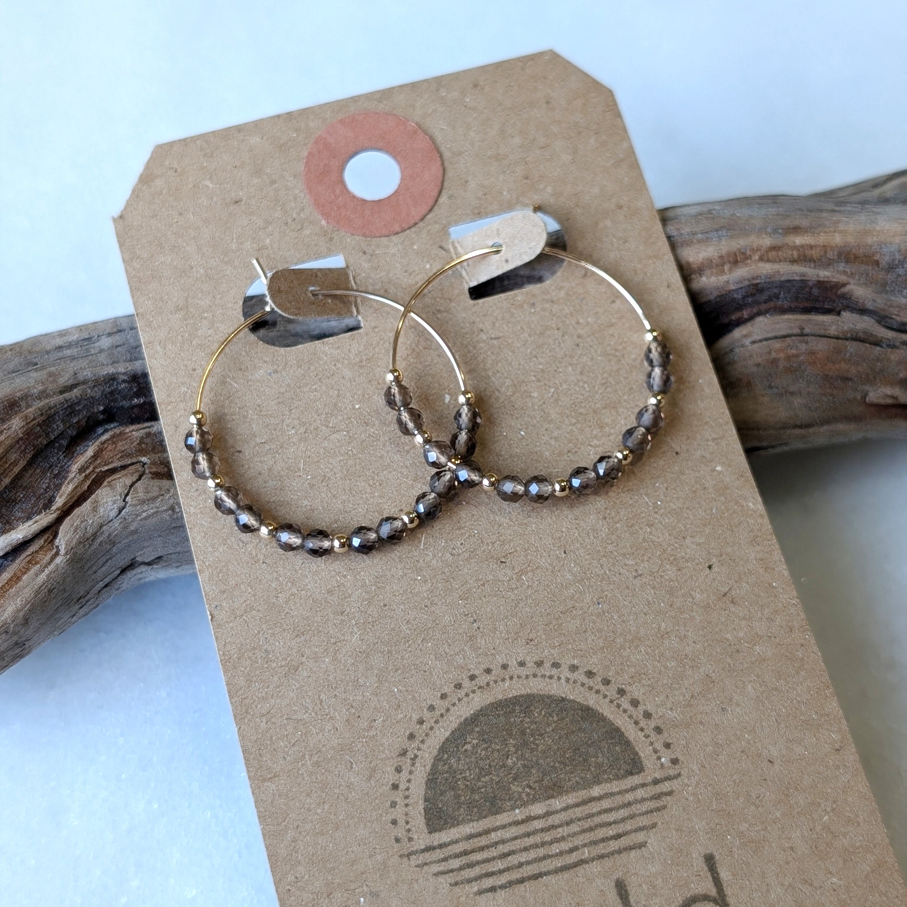 Smoky Quartz Hoops
