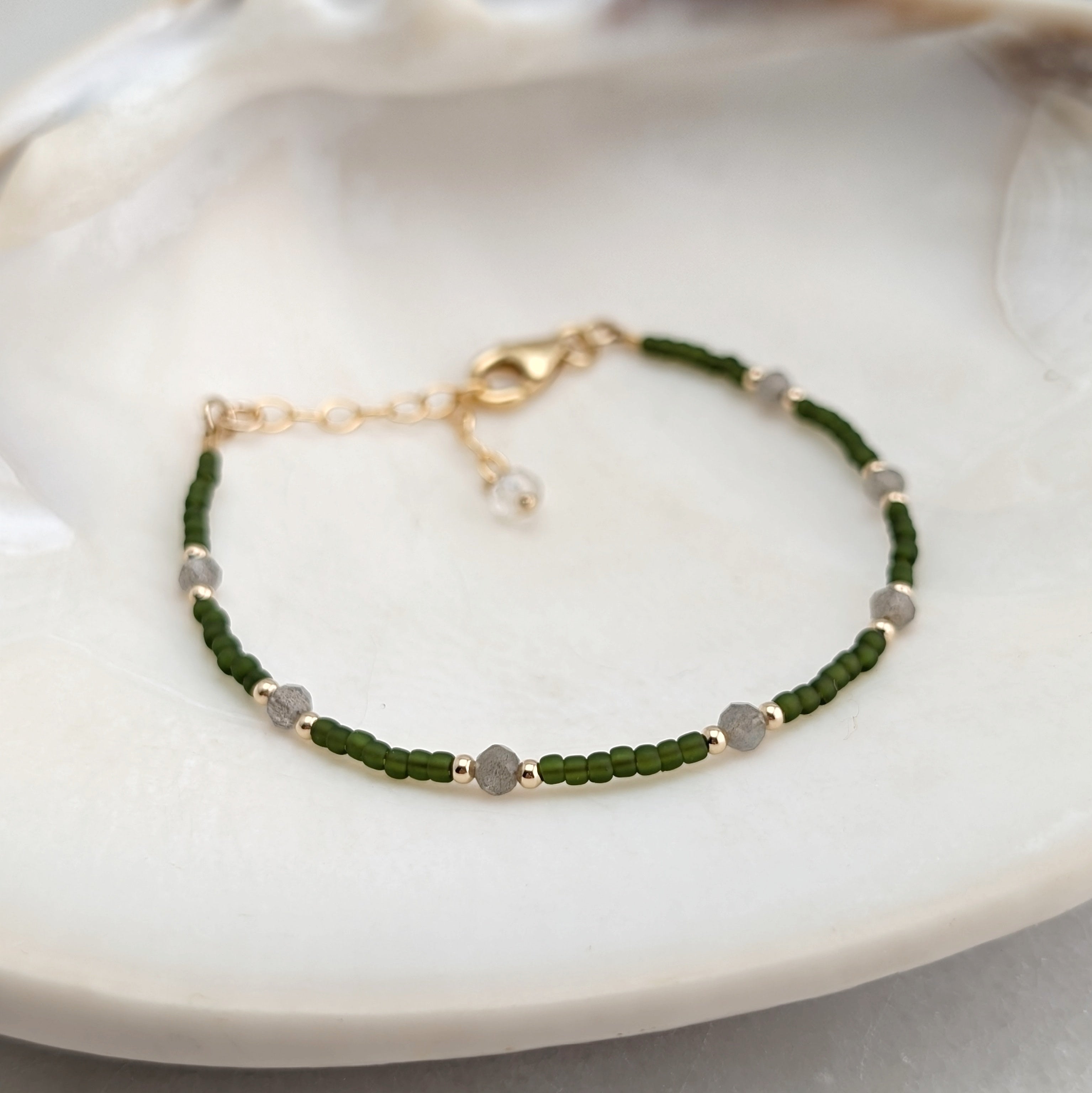 Labradorite Olive Green Transformation Bracelet
