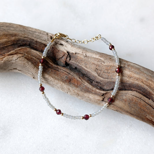 Garnet Gray Waters Bracelet