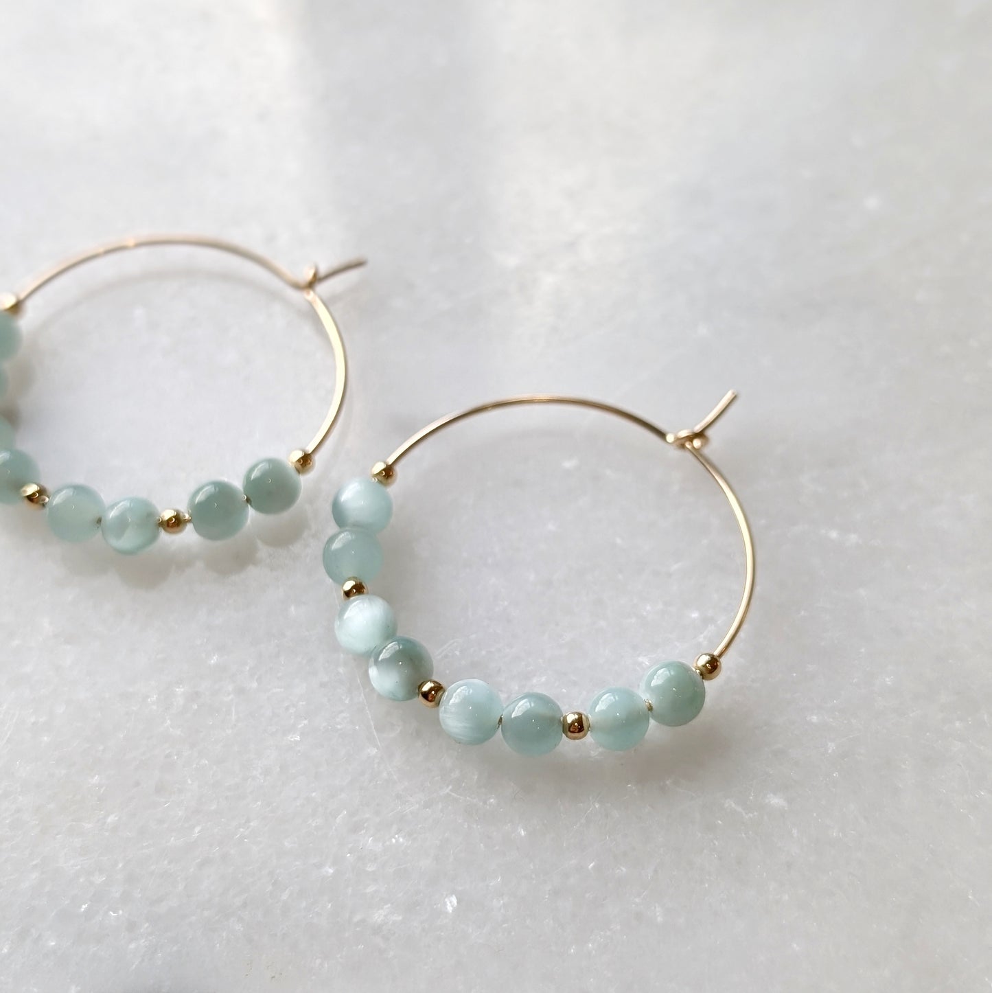 Green Moonstone Hoops