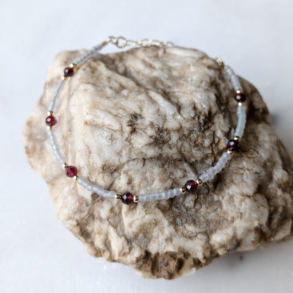 Garnet Gray Waters Bracelet