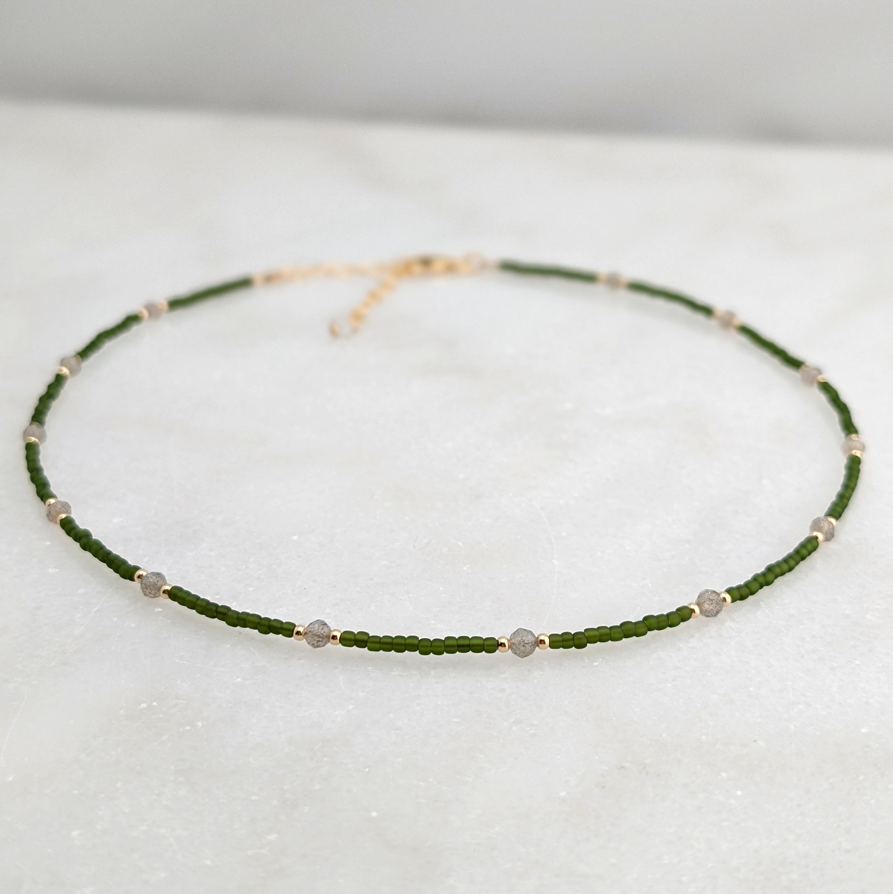 Labradorite Olive Green Transformation Necklace