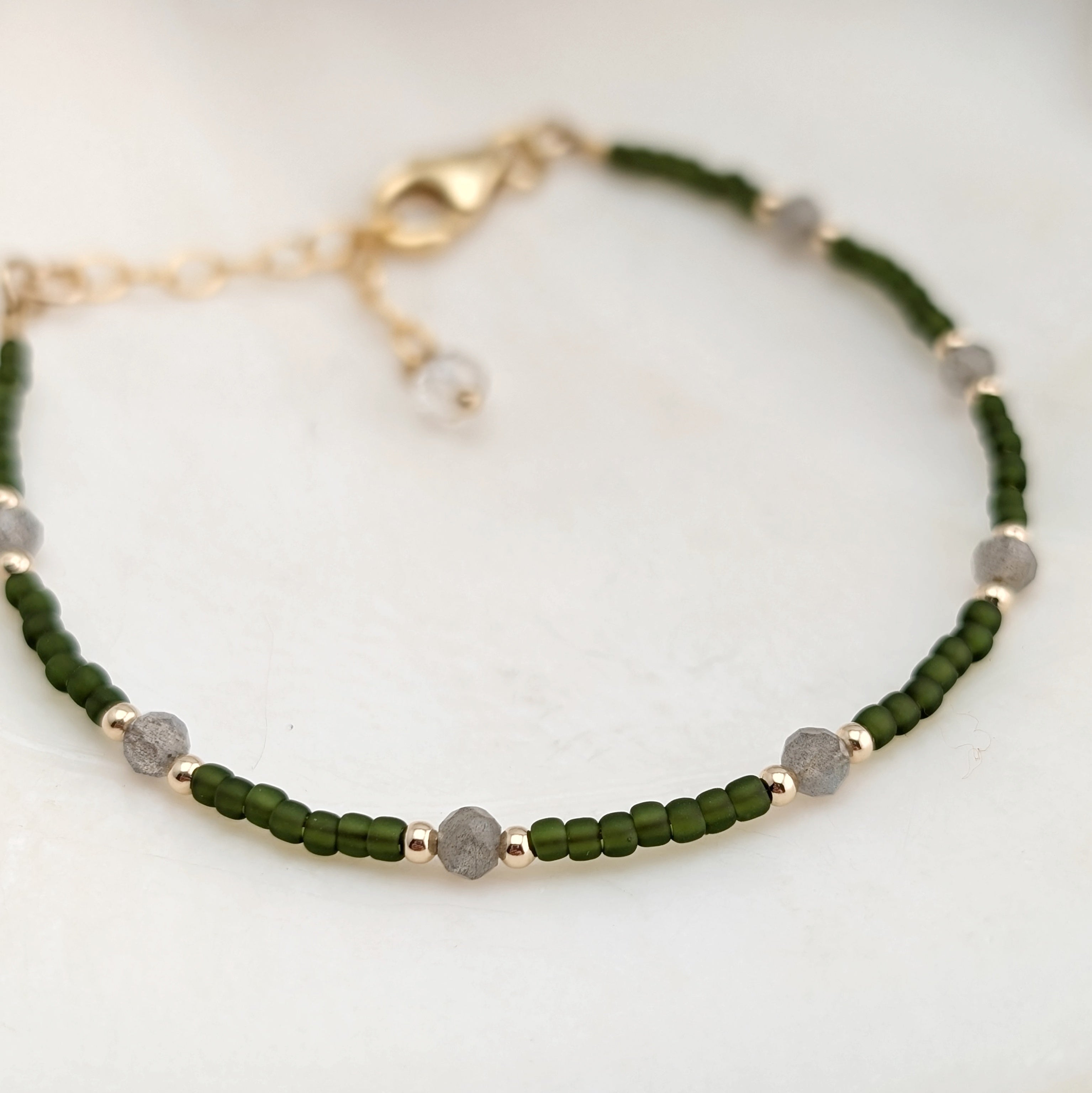 Labradorite Olive Green Transformation Bracelet