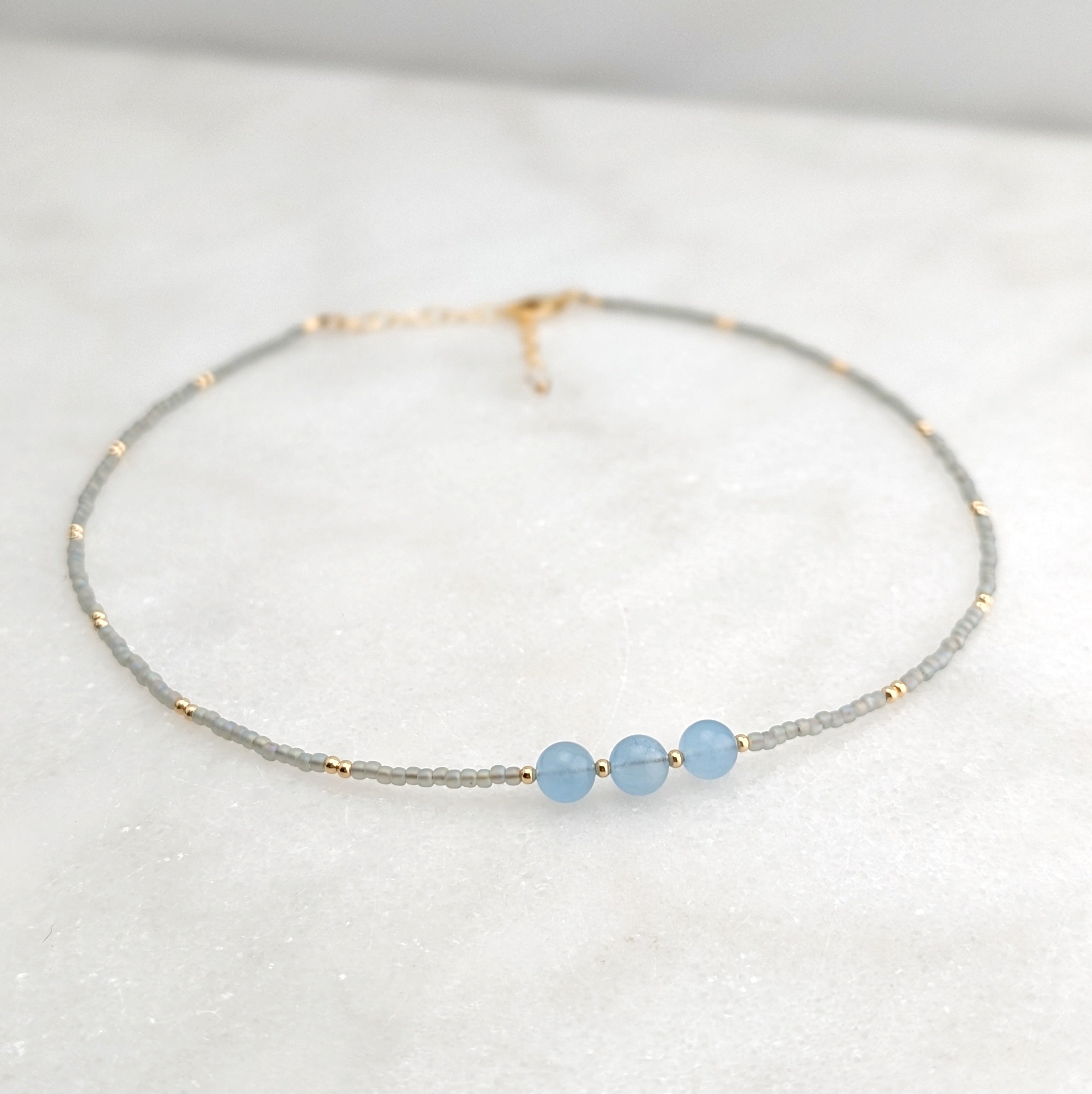 Aquamarine Tranquil Gray Waters Accent Necklace