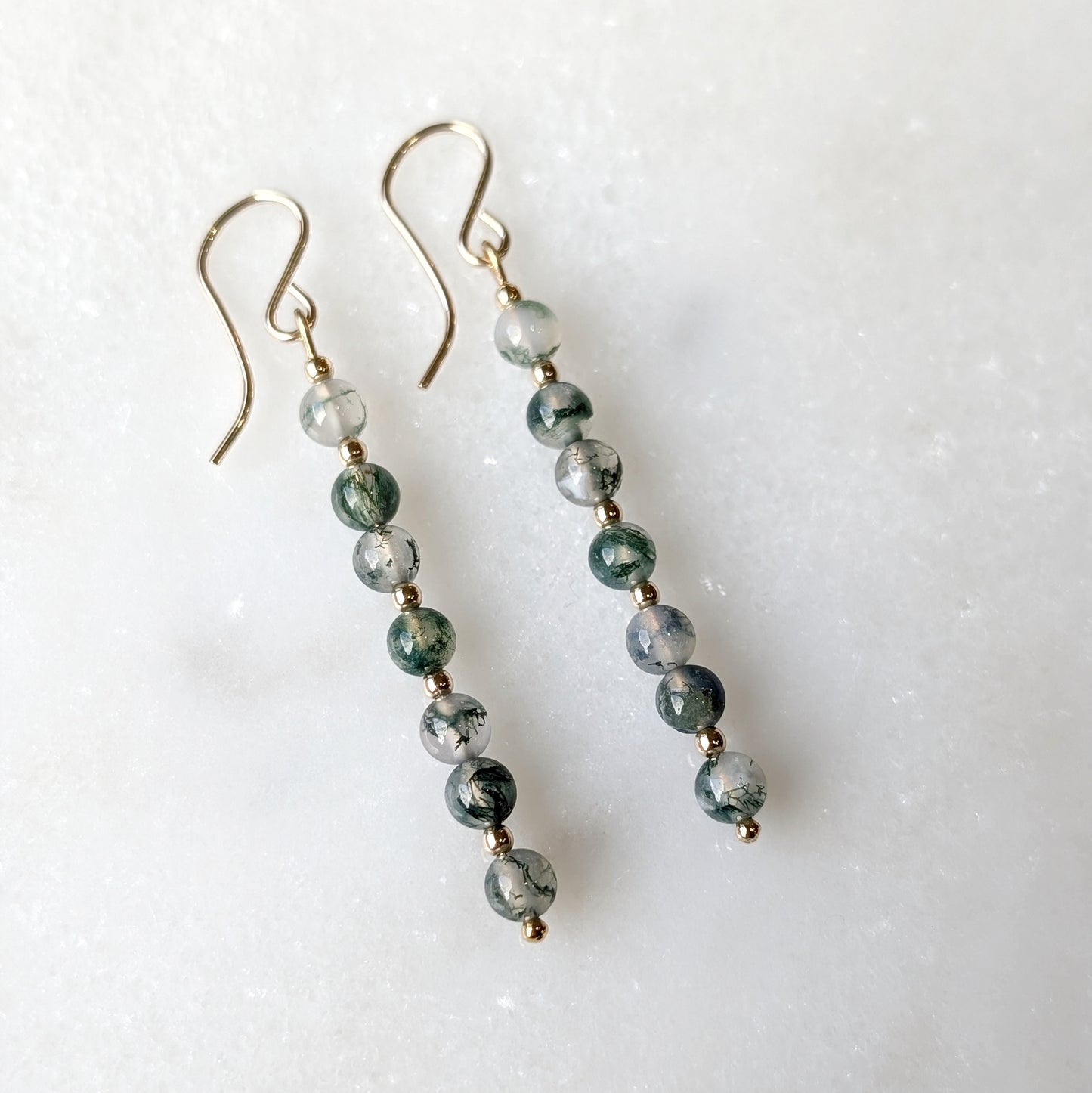 Moss Agate Earth Grounding Dangles