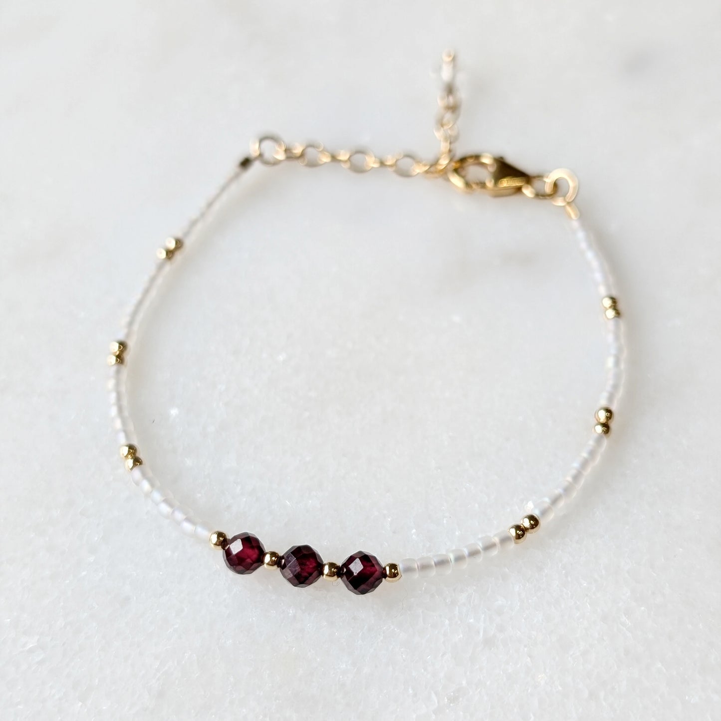 Garnet Pearlescent Noir Triple Bracelet