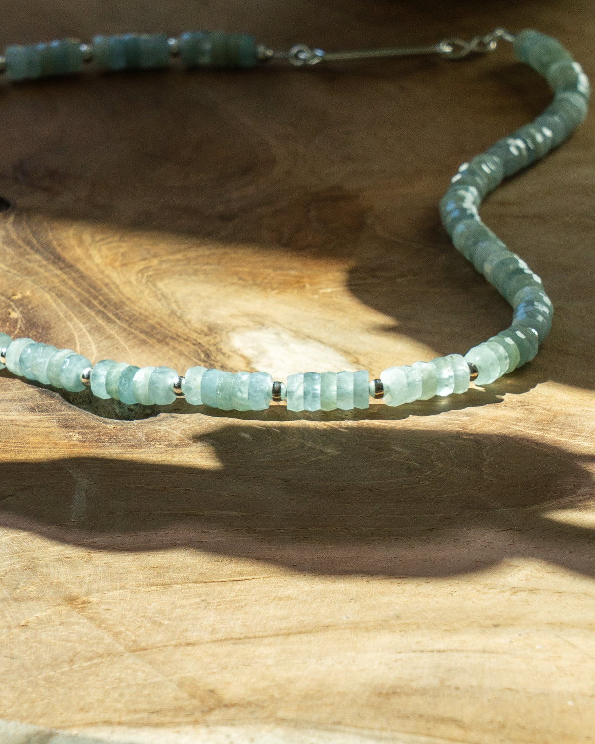 Glacial Sea Aquamarine Heishi Necklace