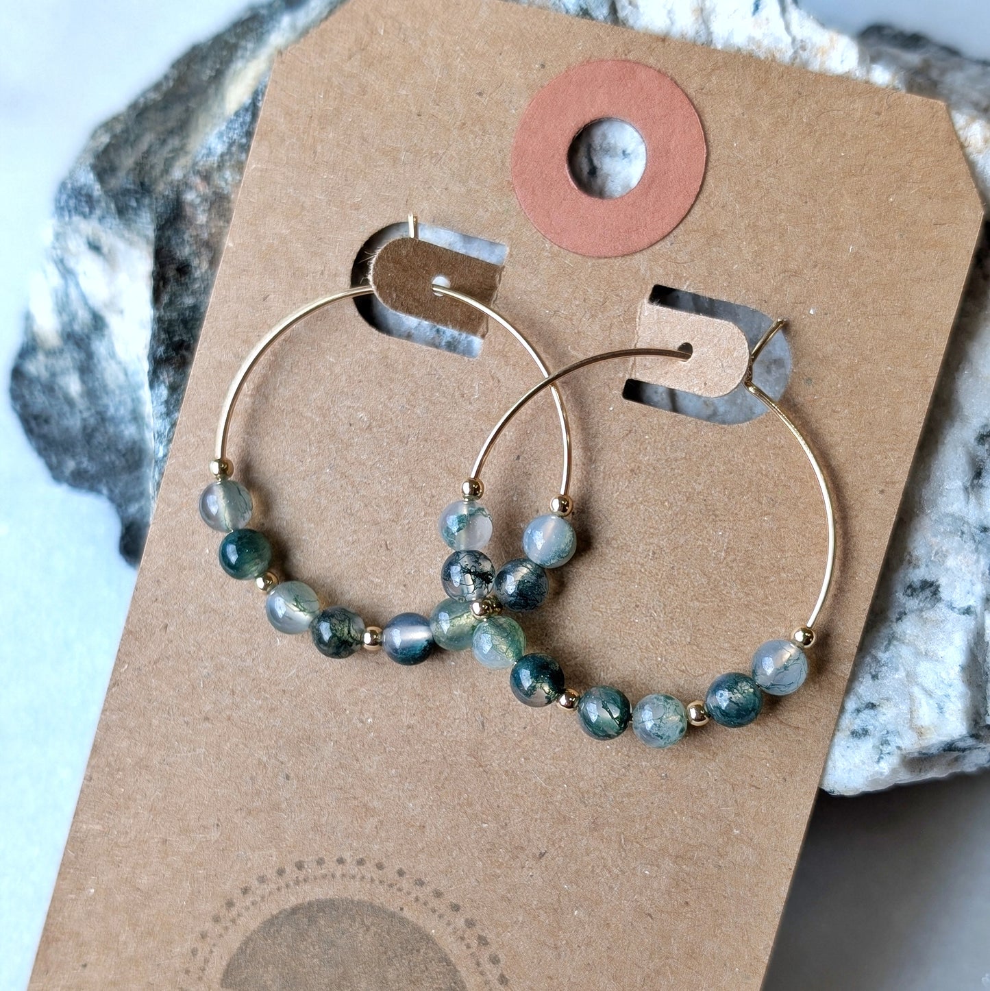 Moss Agate Earth Grounding Hoops