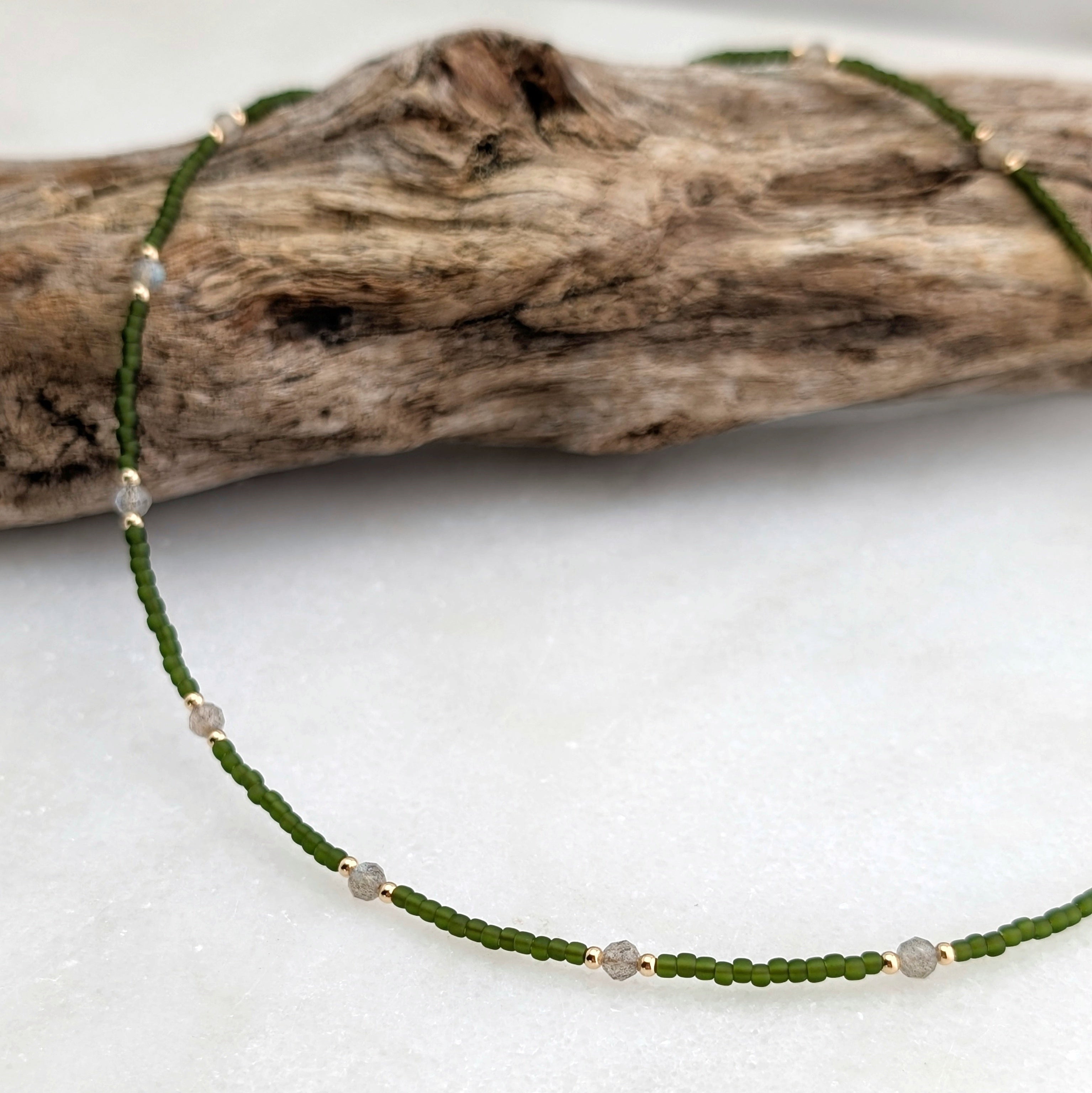 Labradorite Olive Green Transformation Necklace