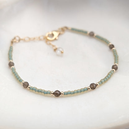 Smoky Quartz Grounding Sea Foam Bracelet