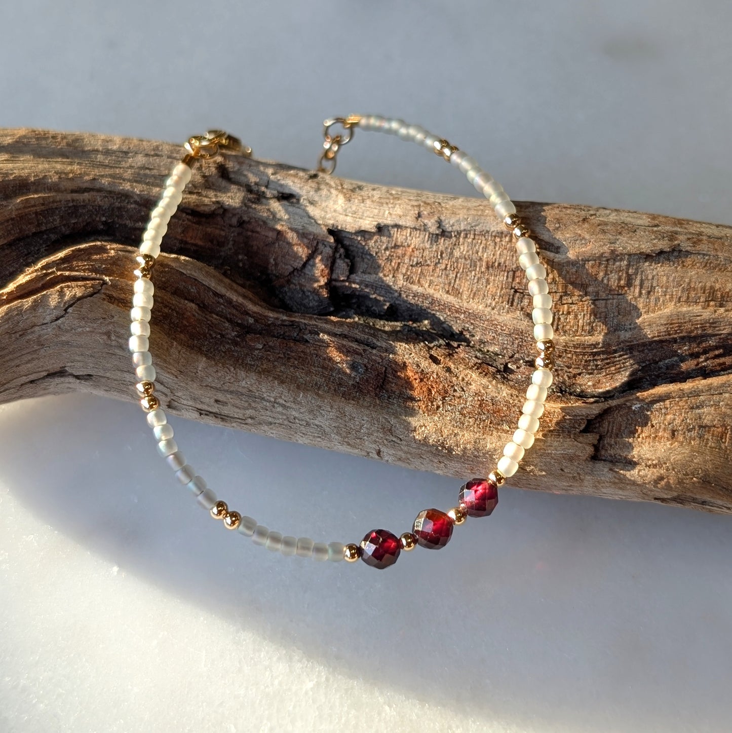 Garnet Gray Waters Triple Bracelet