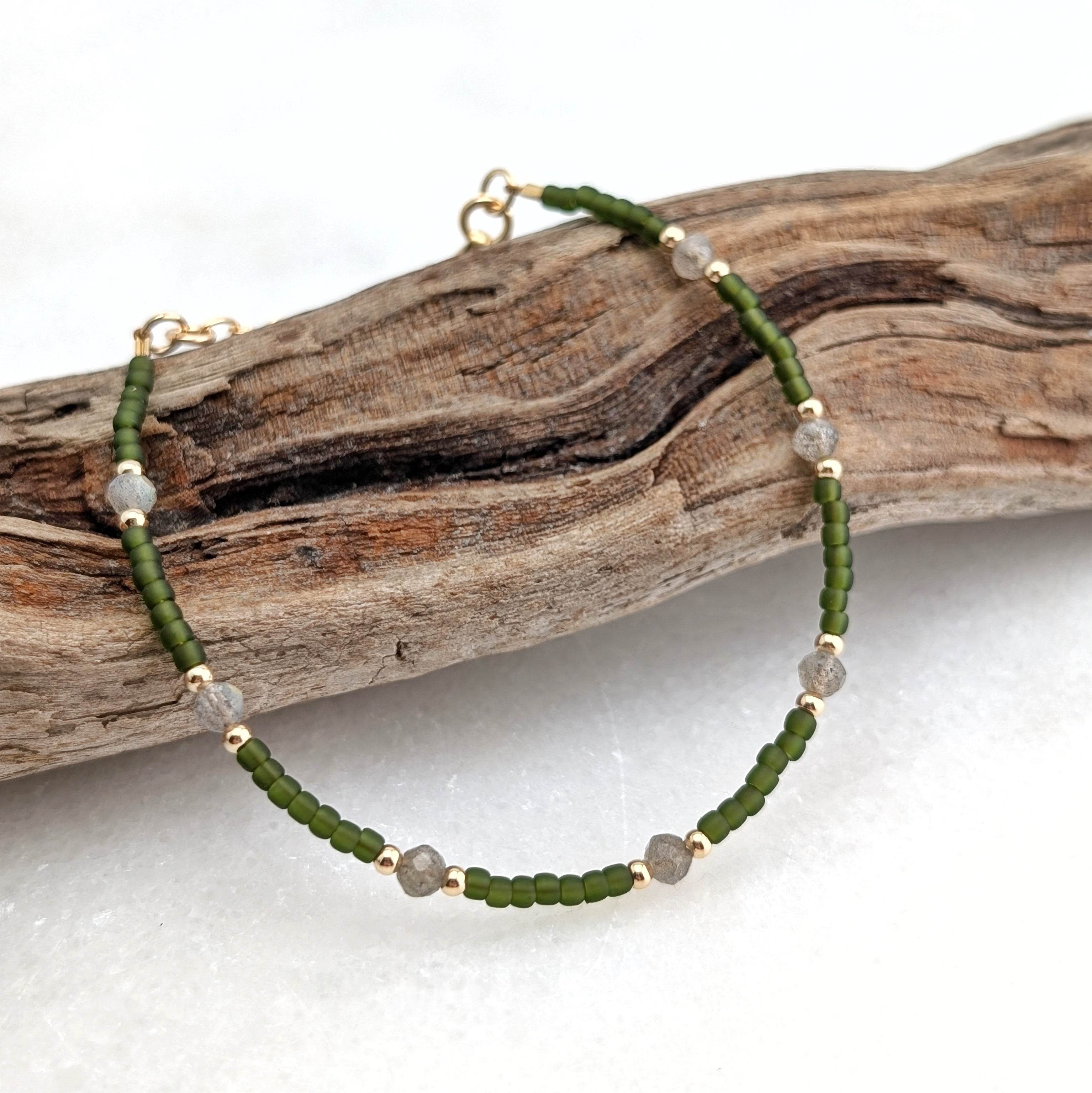 Labradorite Olive Green Transformation Bracelet