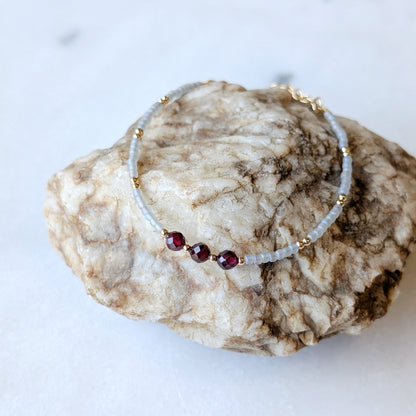 Garnet Gray Waters Triple Bracelet