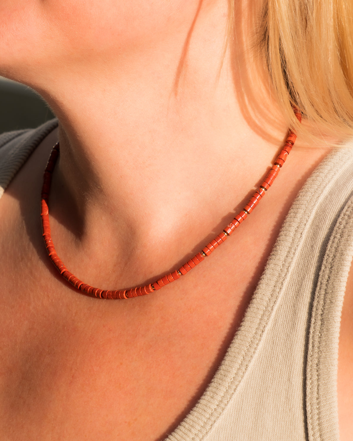 Painted Hills Red Jasper Heishi Necklace